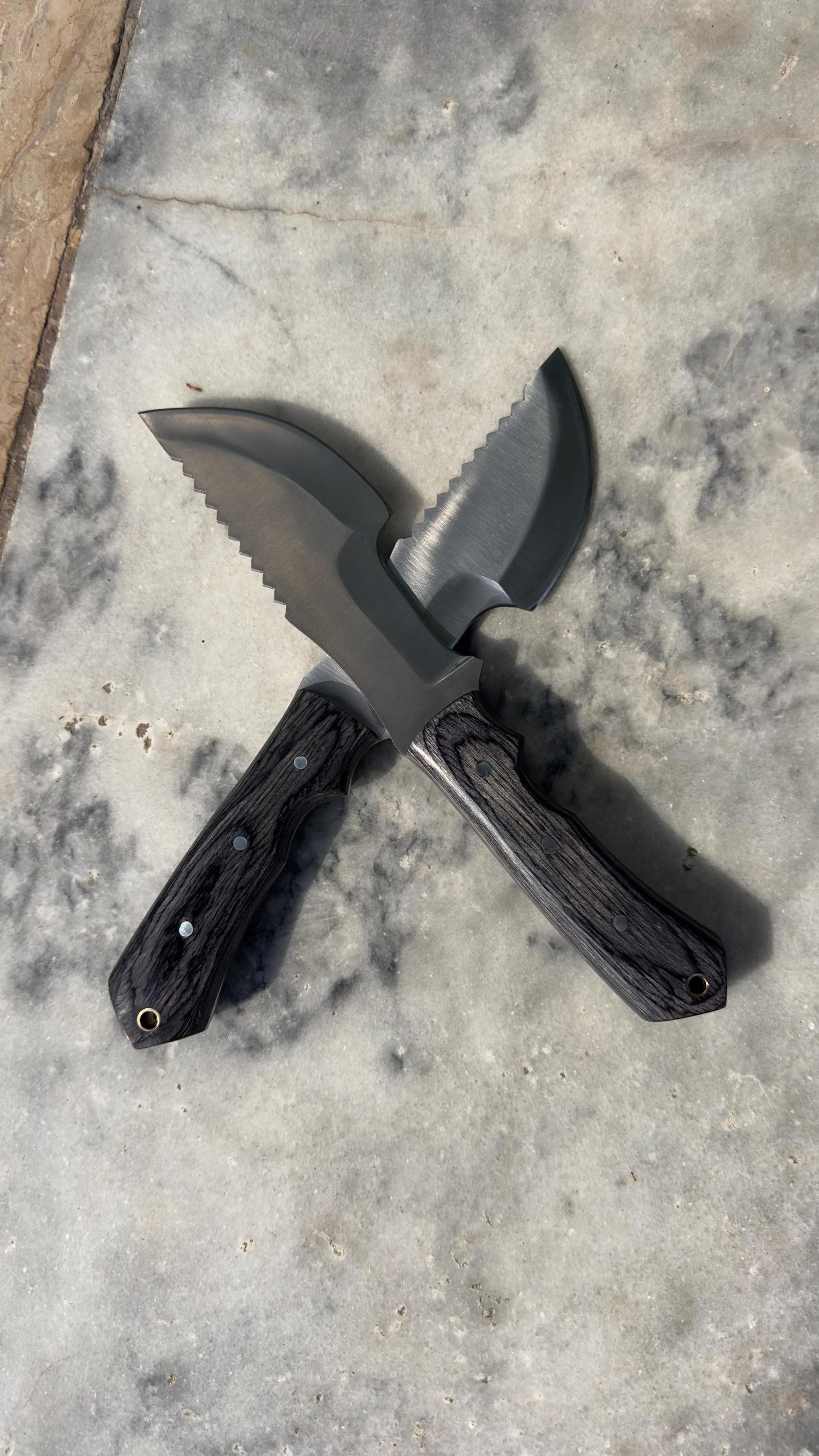 Handmade Tracker Knife Hunting Knife Pair Camping Survival Knives With Leather Sheaths 4