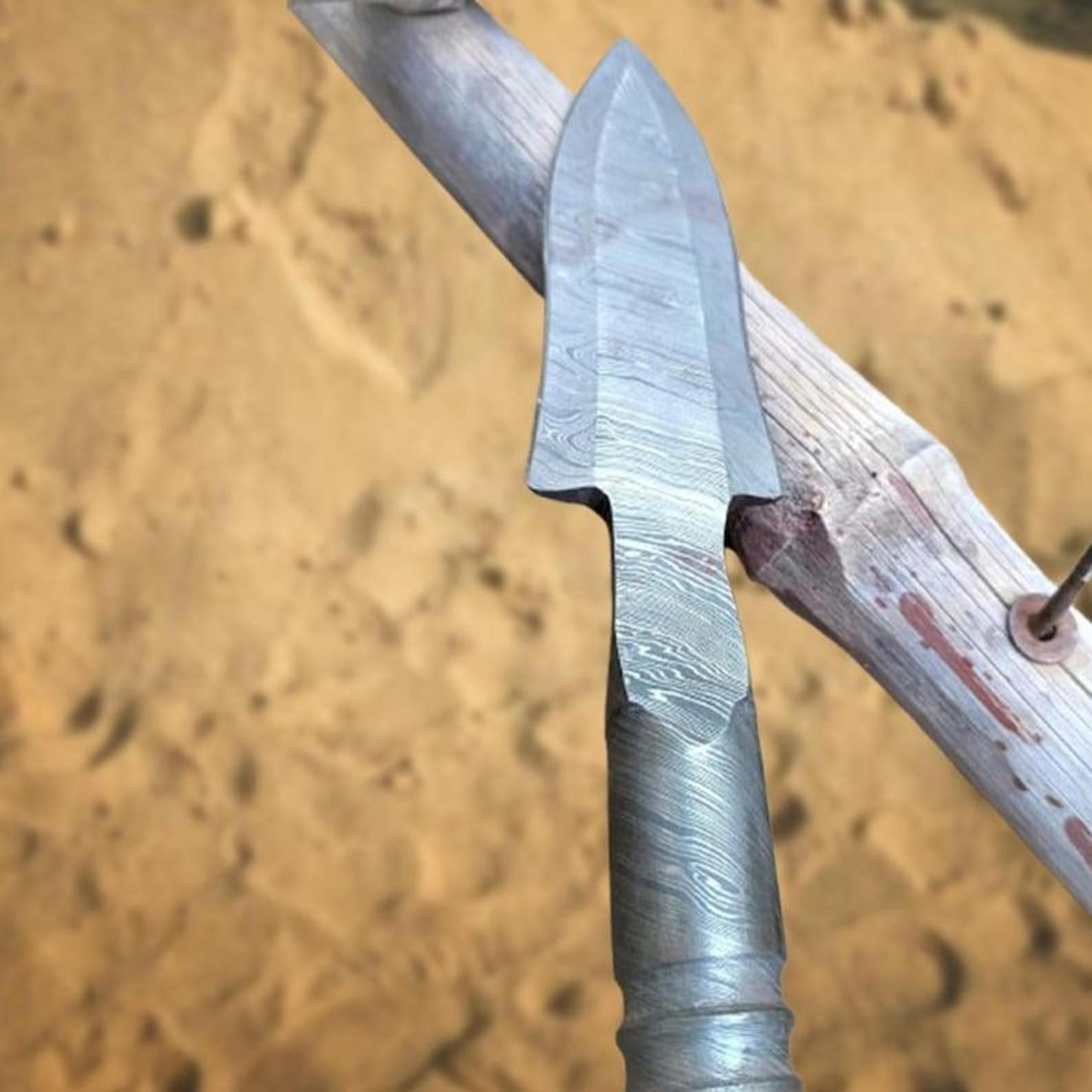 Handmade Damascus Steel Spear For Decorative And Collector Use  Unique PatternWelded Blade And Leat