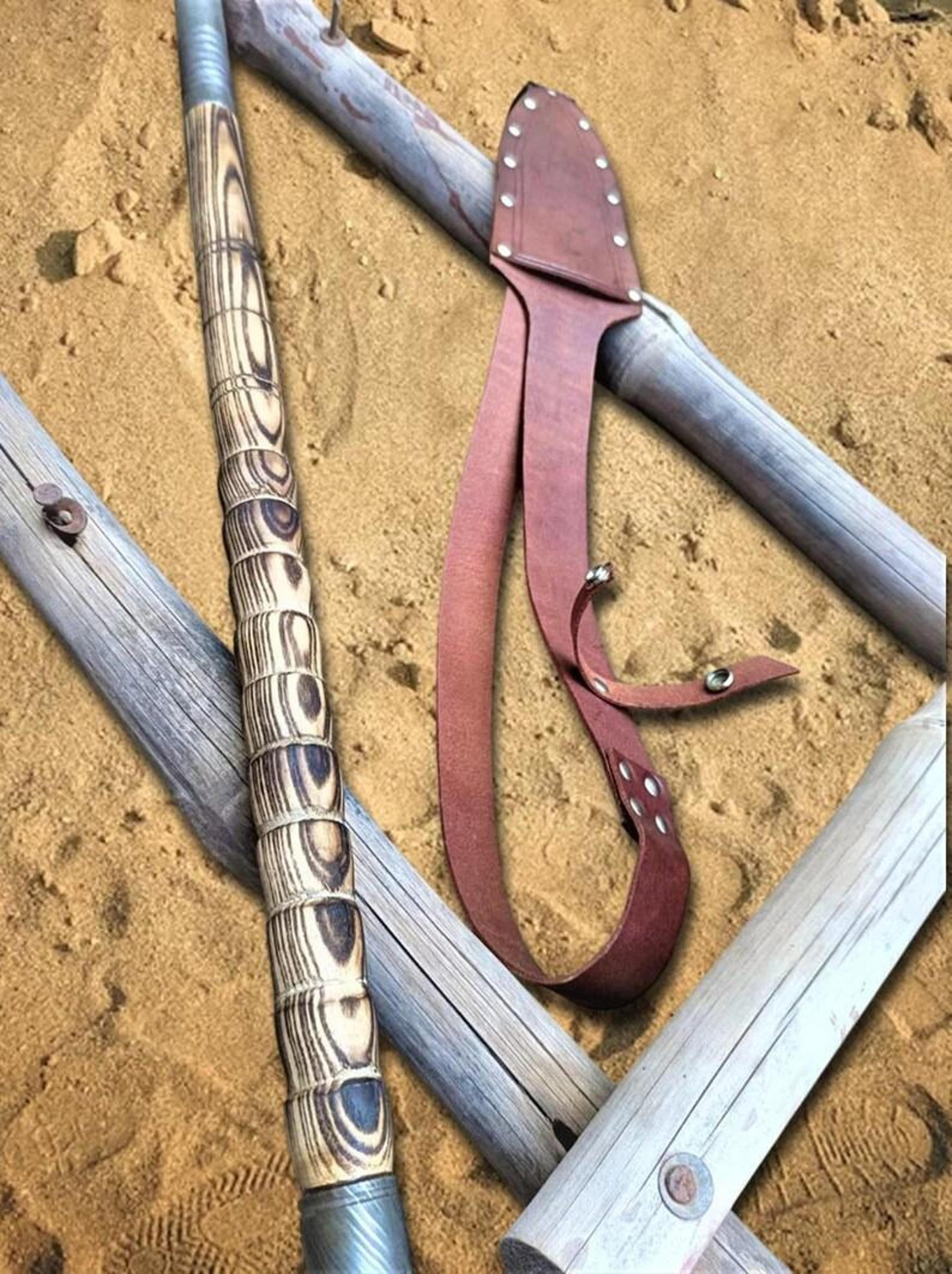 Handmade Damascus Steel Spear For Decorative And Collector Use  Unique PatternWelded Blade And Leat