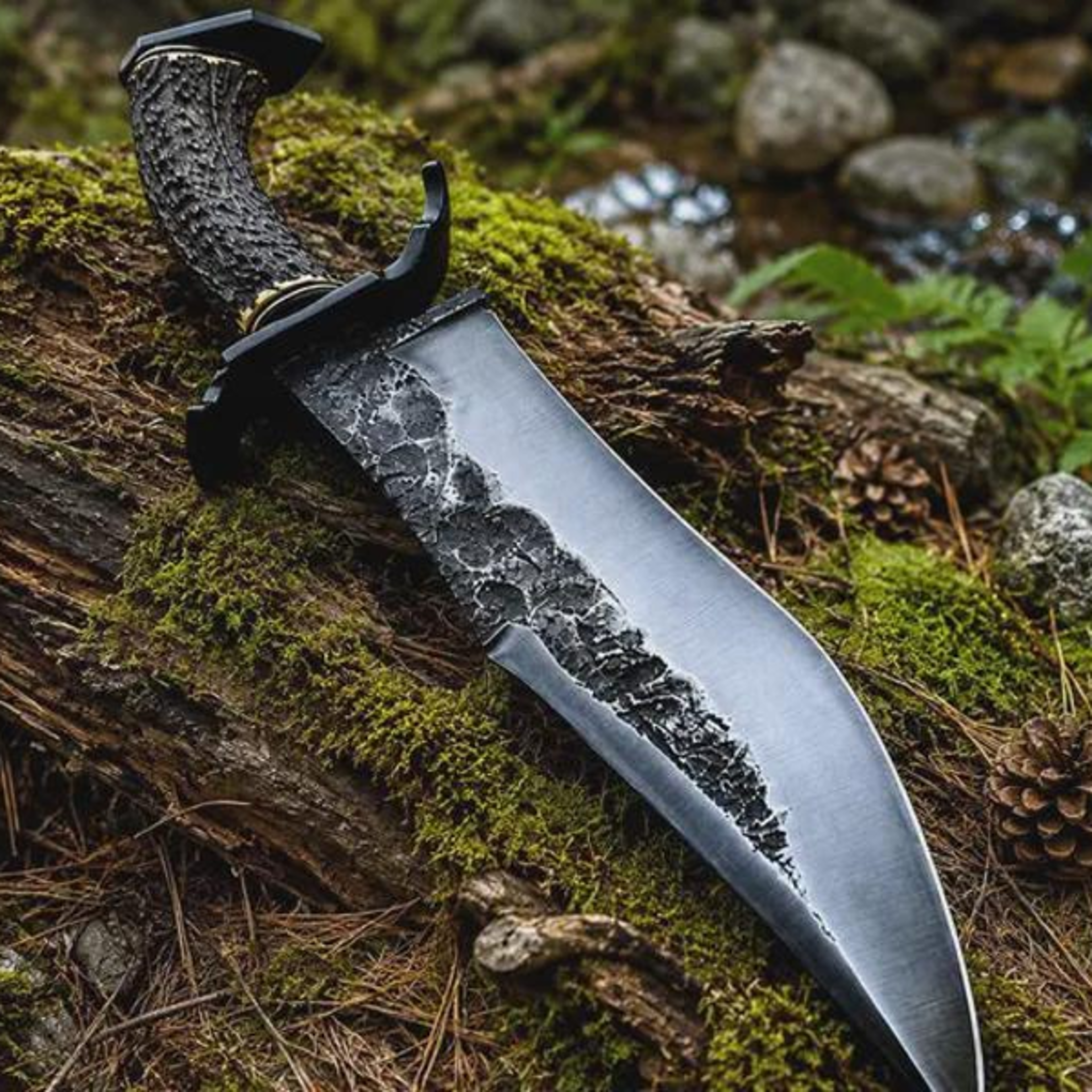 handmade hunting knife with stag handle and leather sheath - 17 inch traditional outdoor collectible