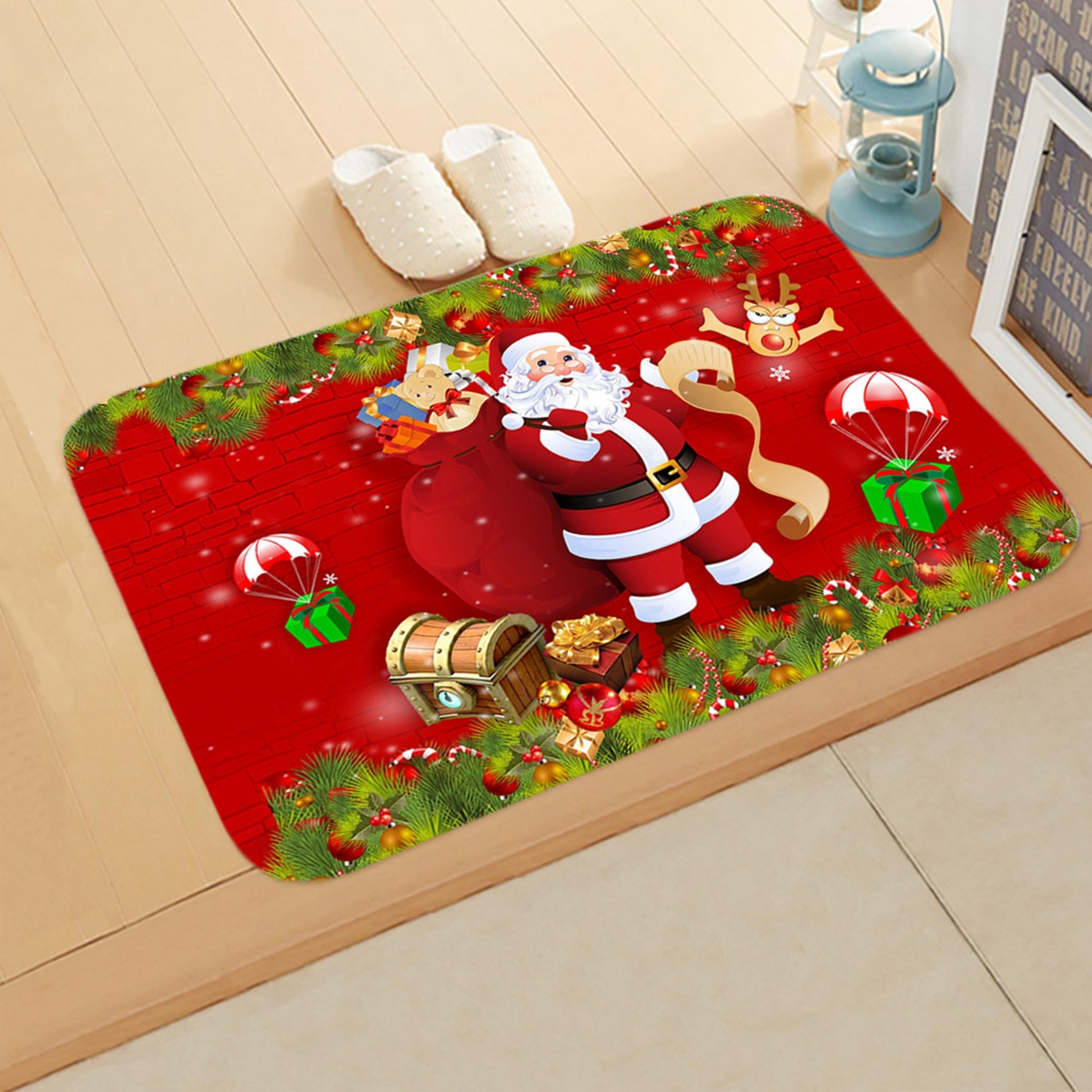 christmas door mat, santa claus outdoor carpet, merry christmas decorations for home