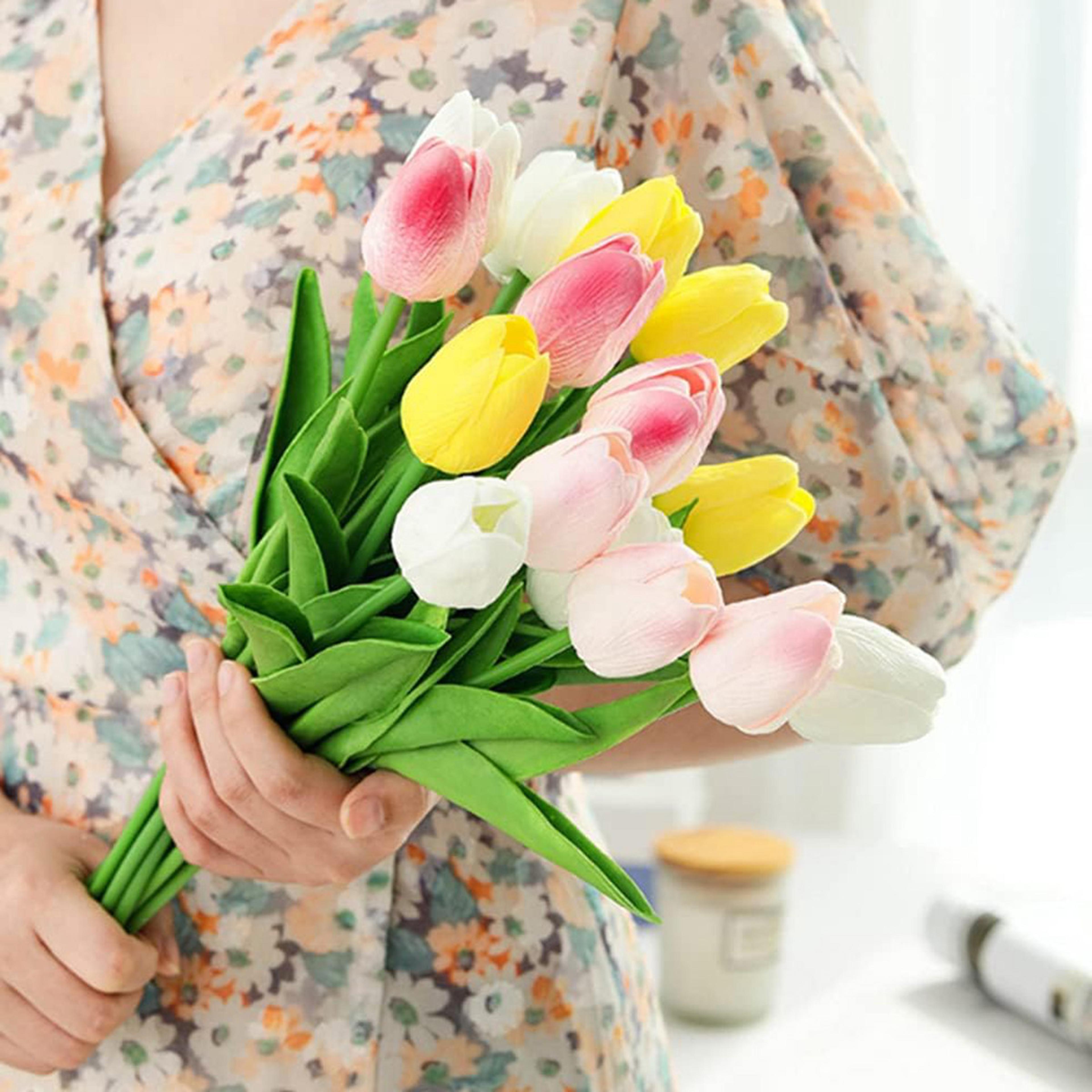 artificial flower, realistic touch tulip, home decor vase, scrap booking bouquet, garden arch garland