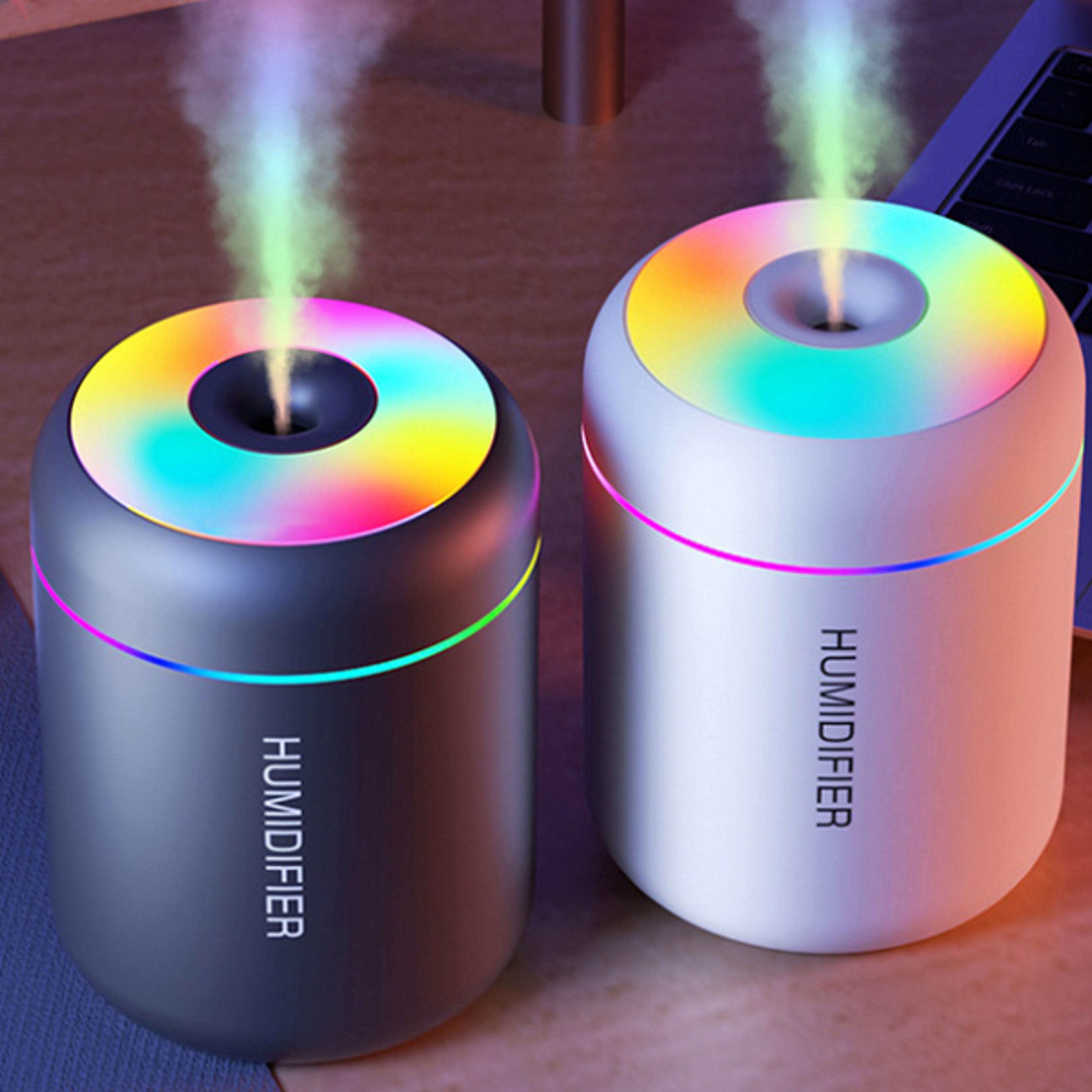 mini usb air humidifier aroma diffuser, essential oil purifier, mist maker, colourful lights