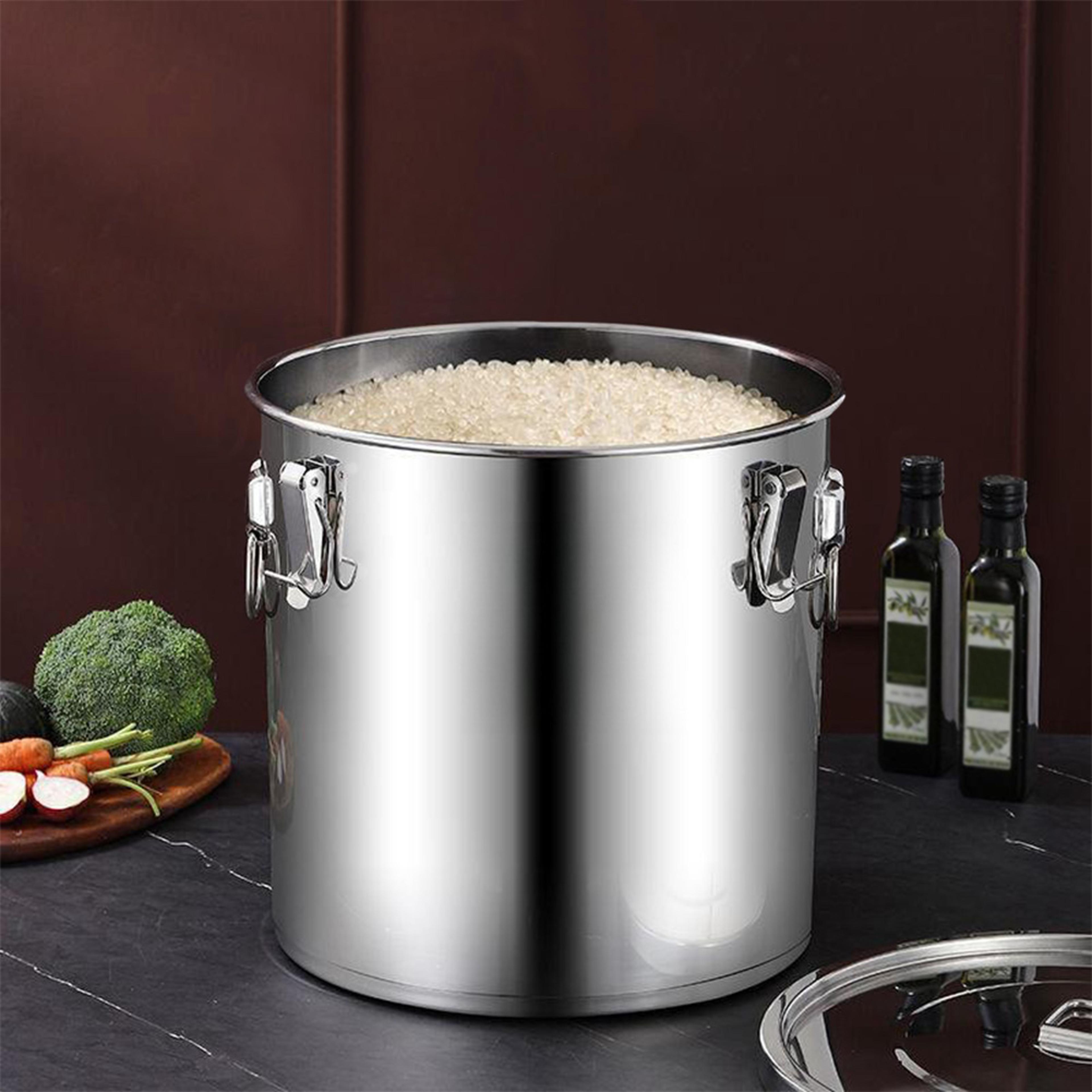 stainless steel kitchen canister for food, sugar, oil, and milk storage