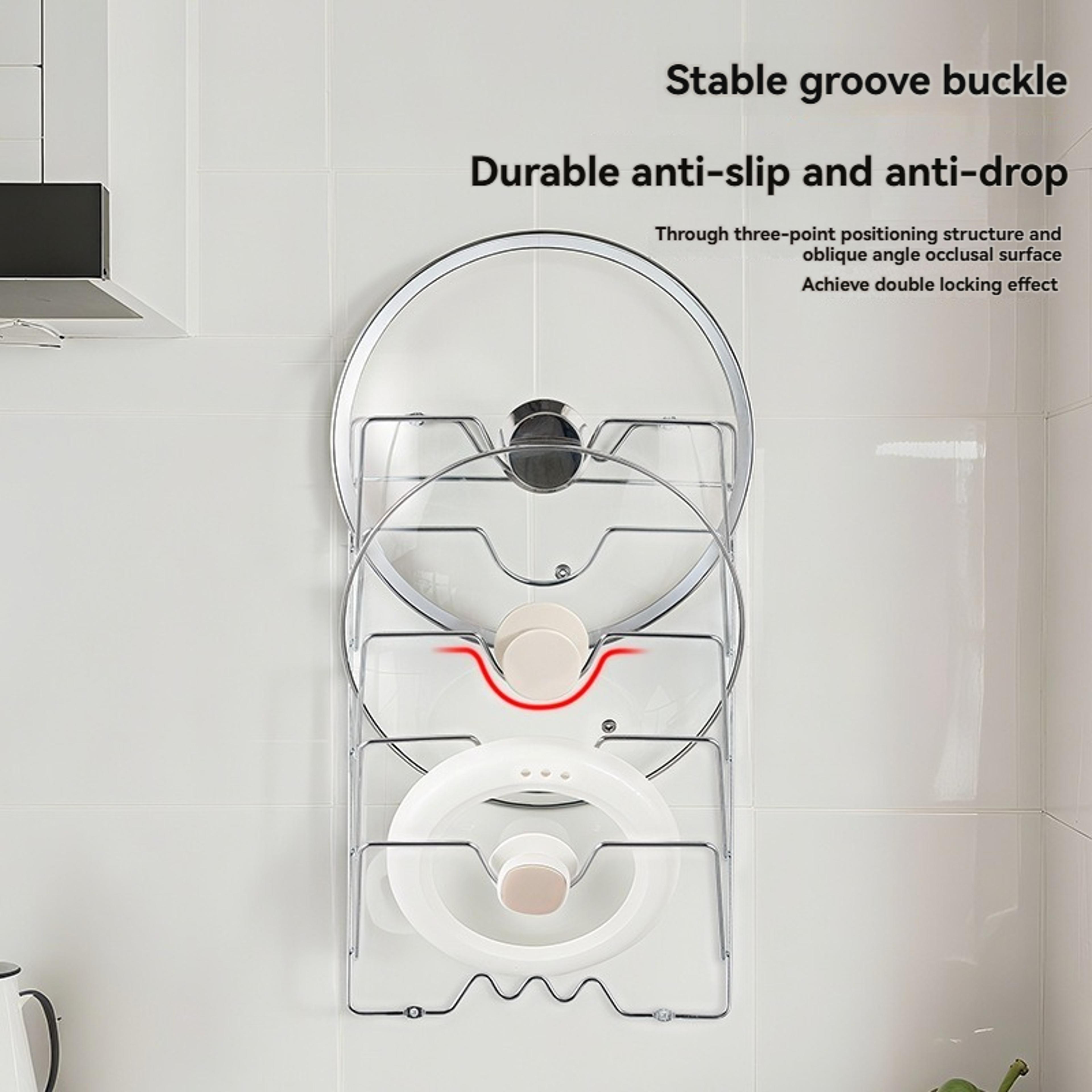 Multi Functional Wall Mounted Pot Lid Rack With Five Layers For Kitchen Organization 3