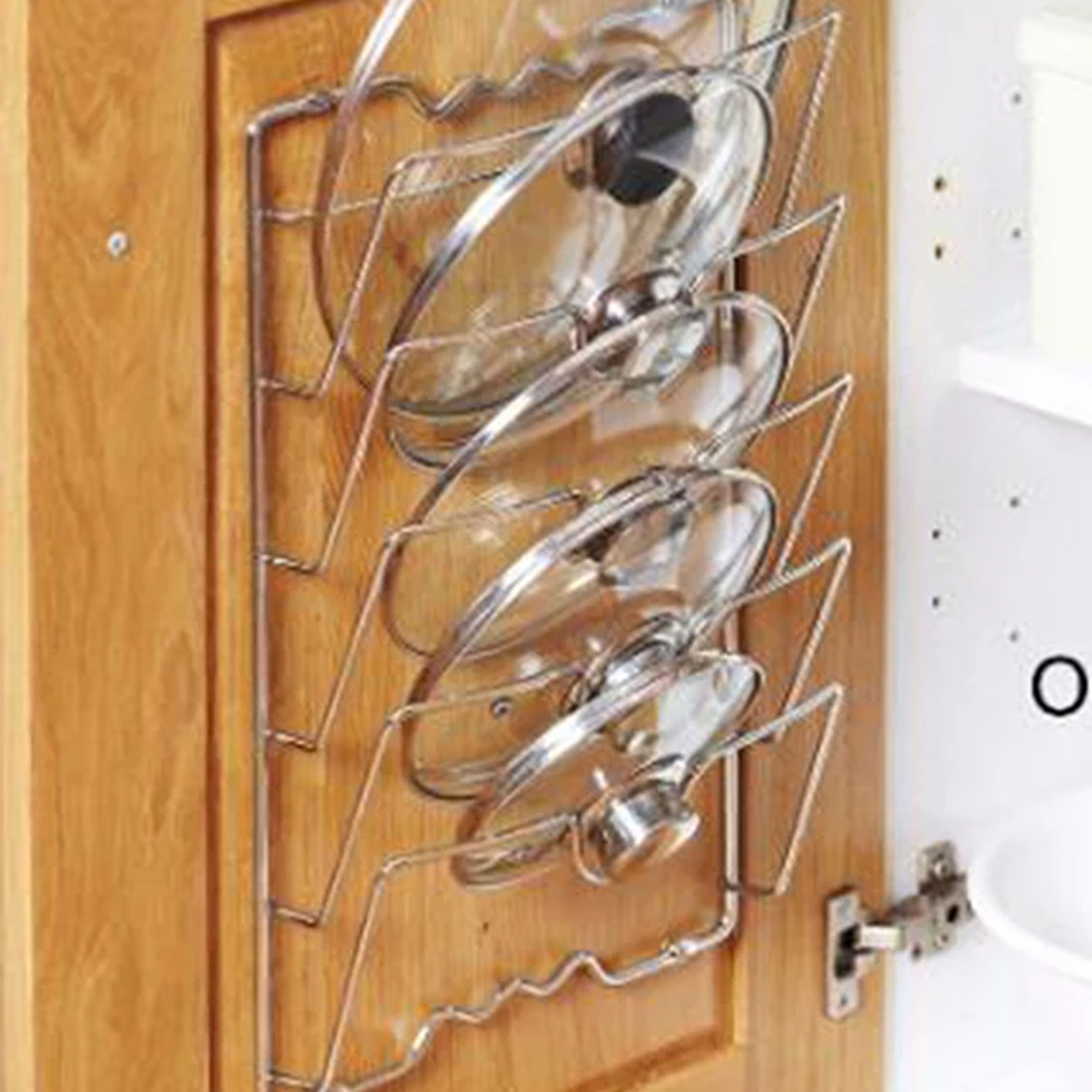 multi functional wall mounted pot lid rack with five layers for kitchen organization
