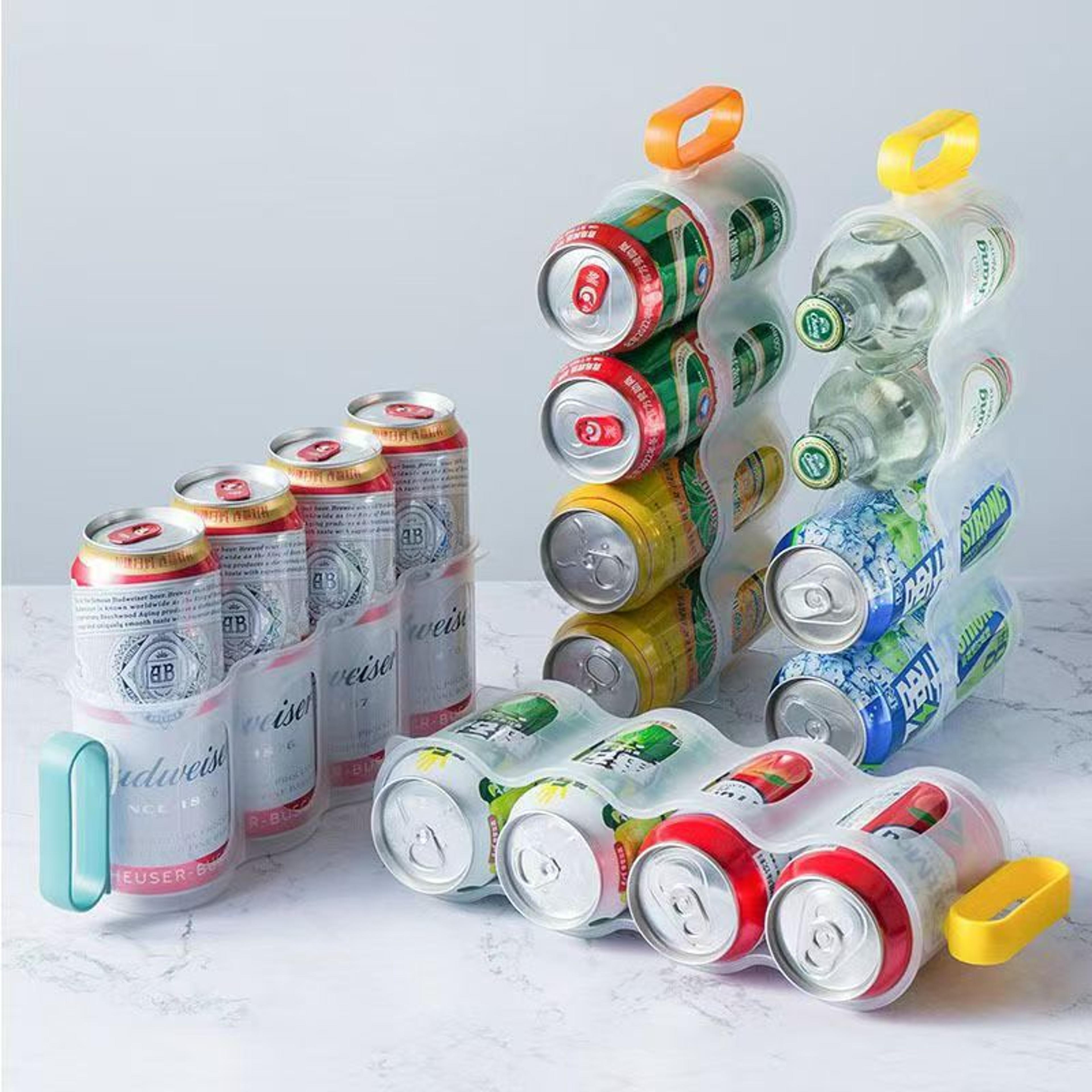 household soda can beverage storage rack with handle, washable and refrigerator safe