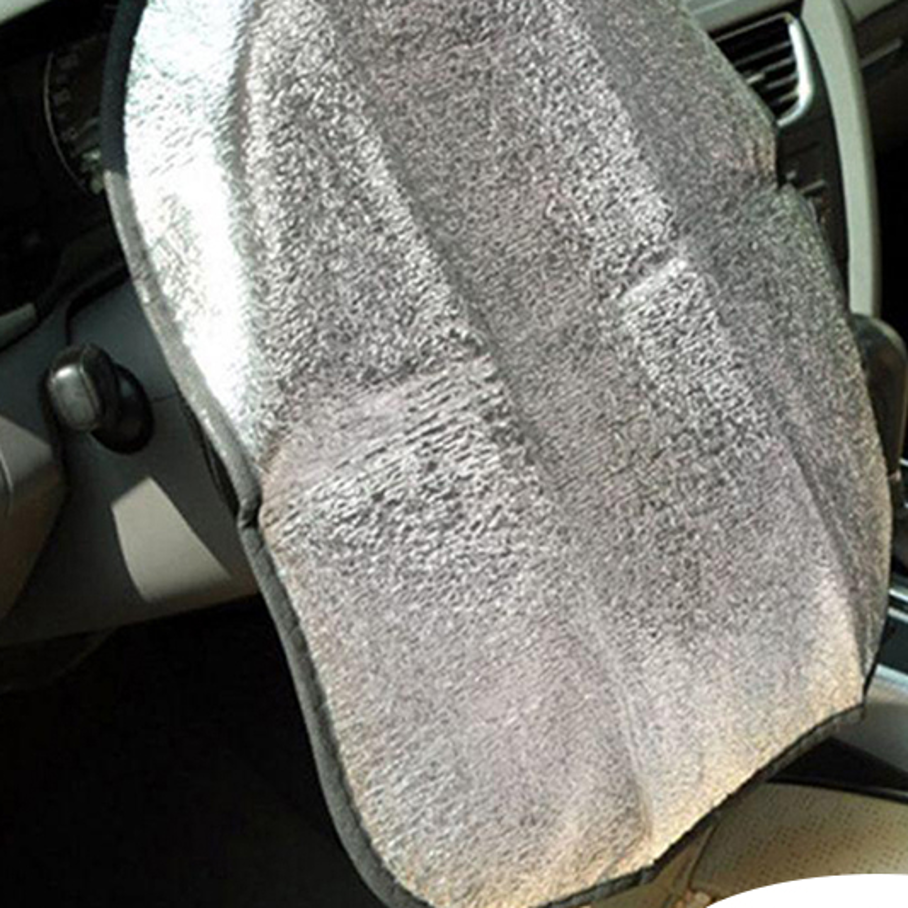 car steering wheel sun shade, double thick sun protection, anti-uv, foldable sunscreen cover, silver, car steering wheel
