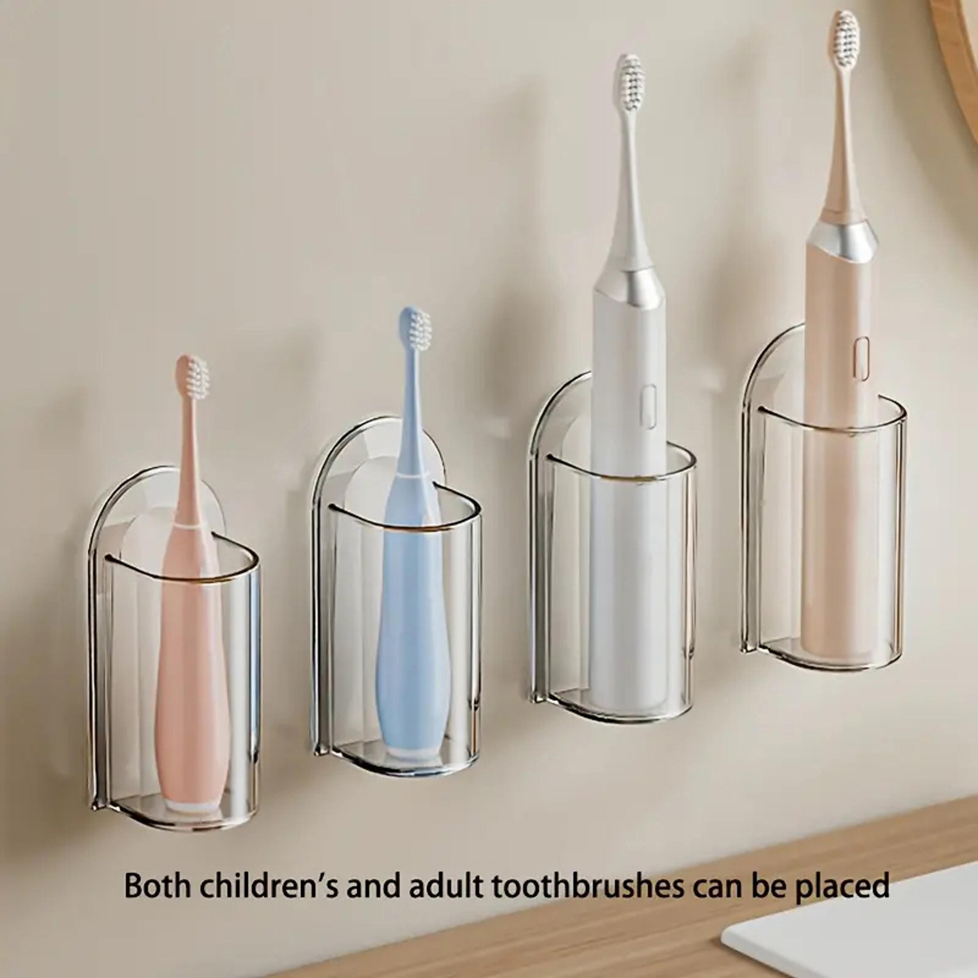 Non Perforated Wall Mounted Toothbrush Holder Electric Toothbrush Base Space Saving Bathroom Access 1