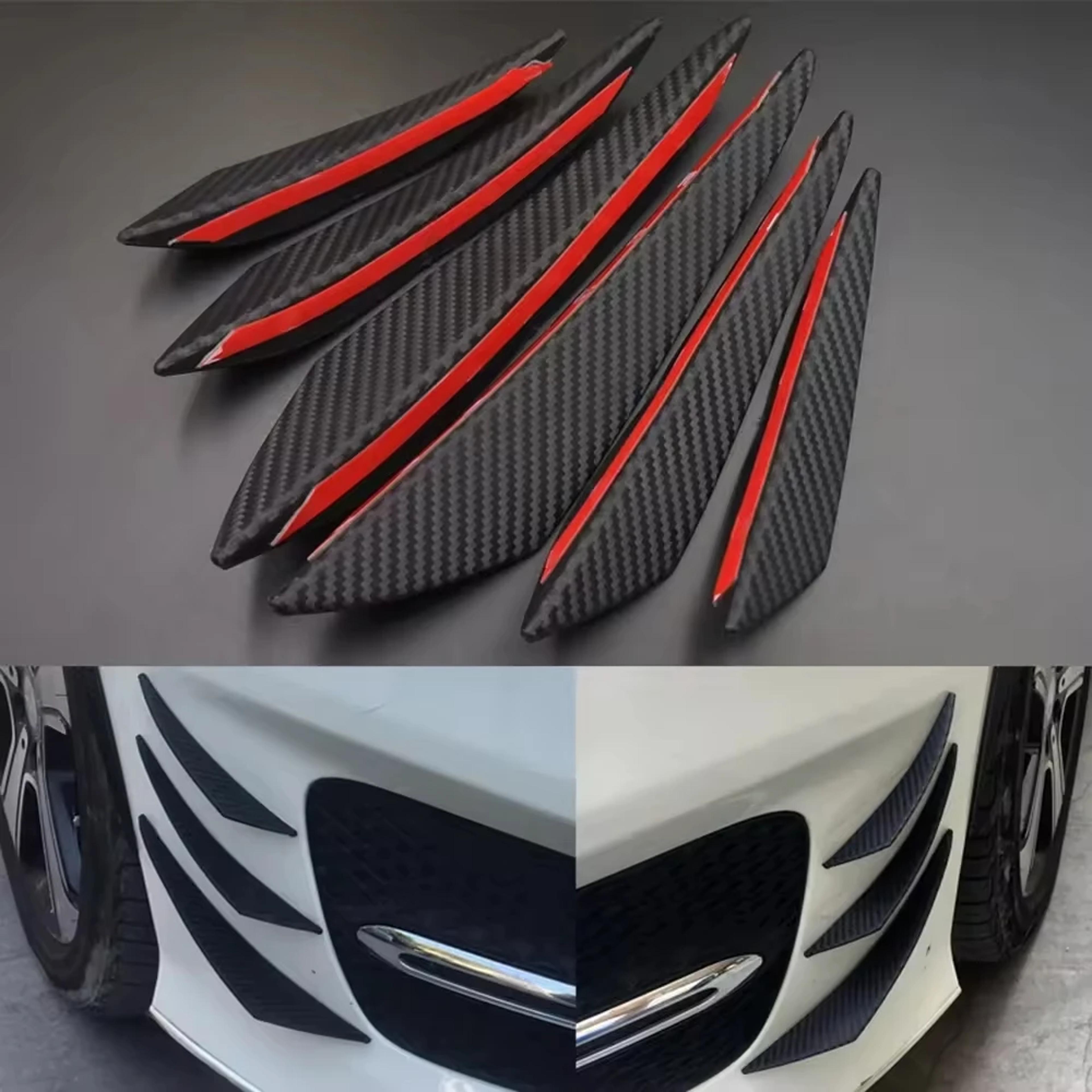 universal carbon wire pattern car spoiler, crescent shaped modification, front bumper side skirt parts