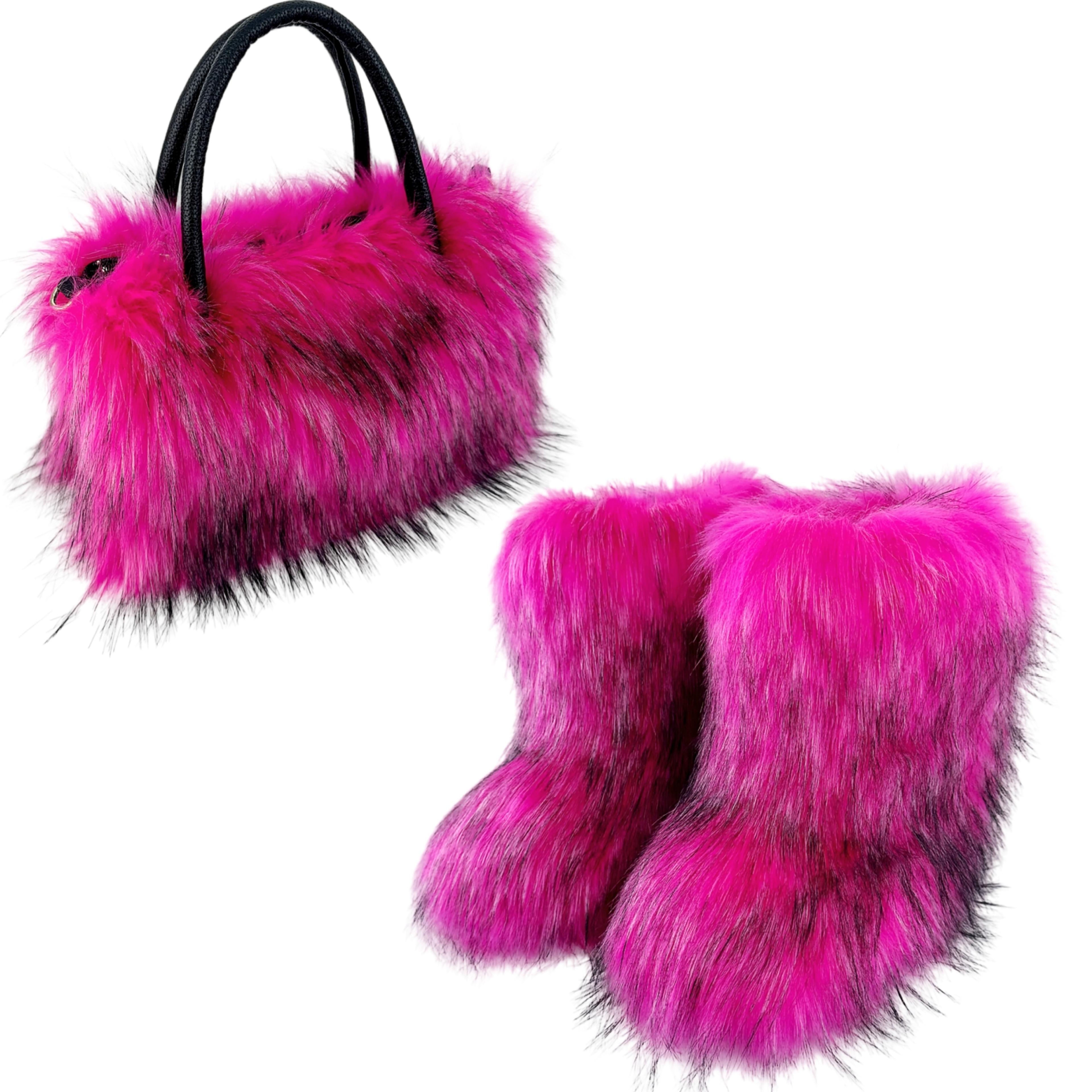 Fashion Women Handbag Faux Fur Fluffy Designer Plush Purses For Travel Autumn Winter Shopper Bags 7