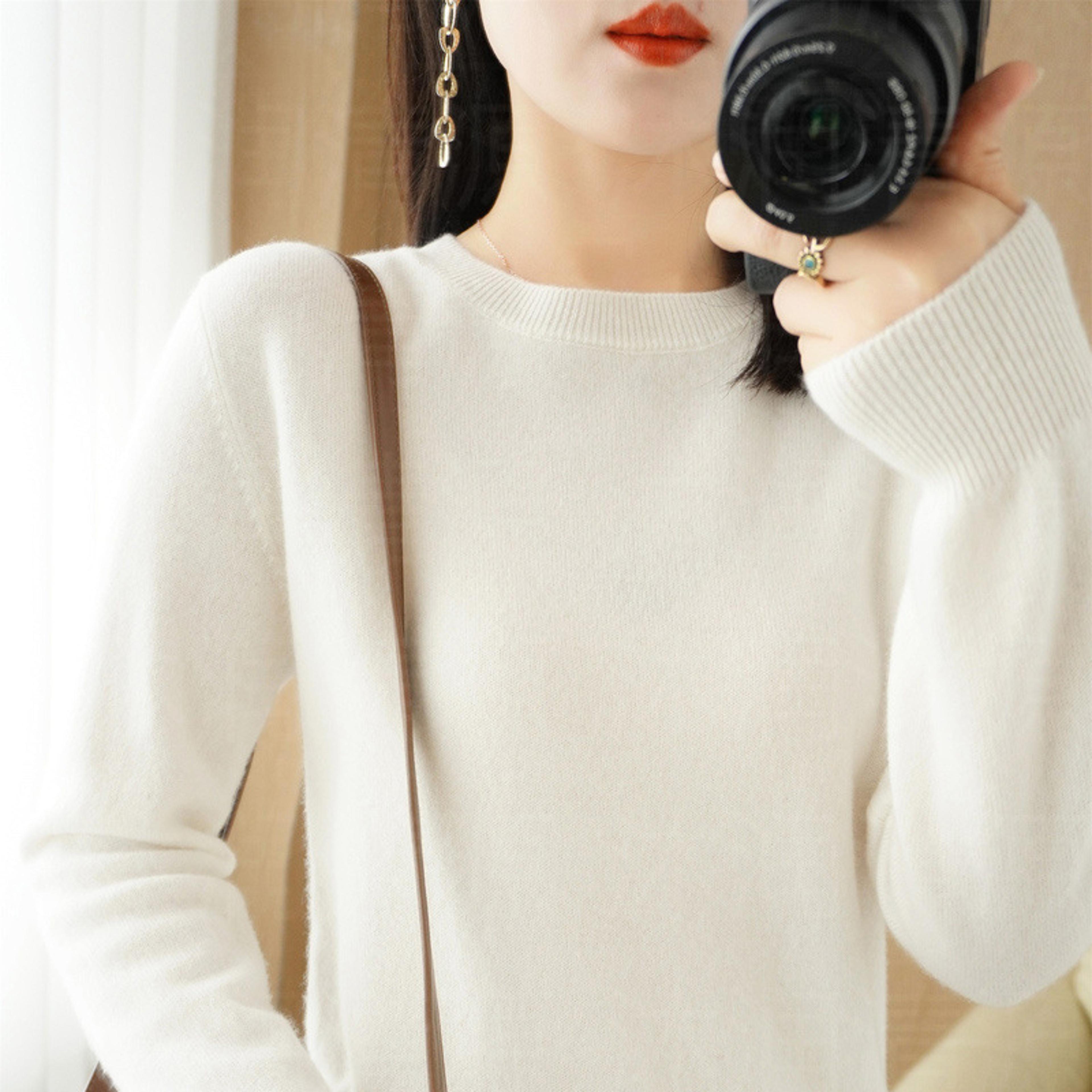 Autumn And Winter Cashmere Sweater Women Crew Neck Pullover Casual Knitted Top Short Undercoat Fash 5
