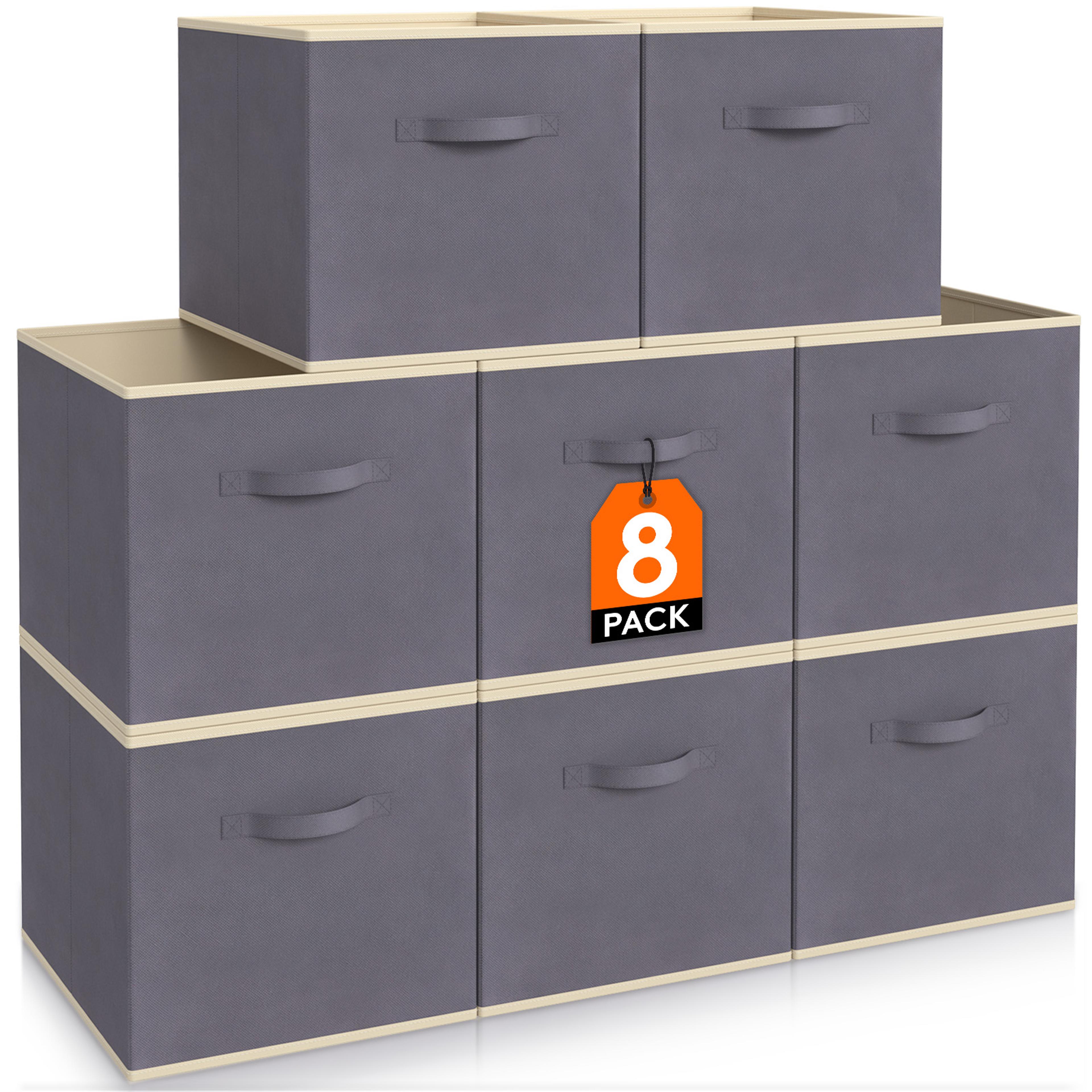 cube storage bins, fold able fabric storage baskets with handles for shelves and closet