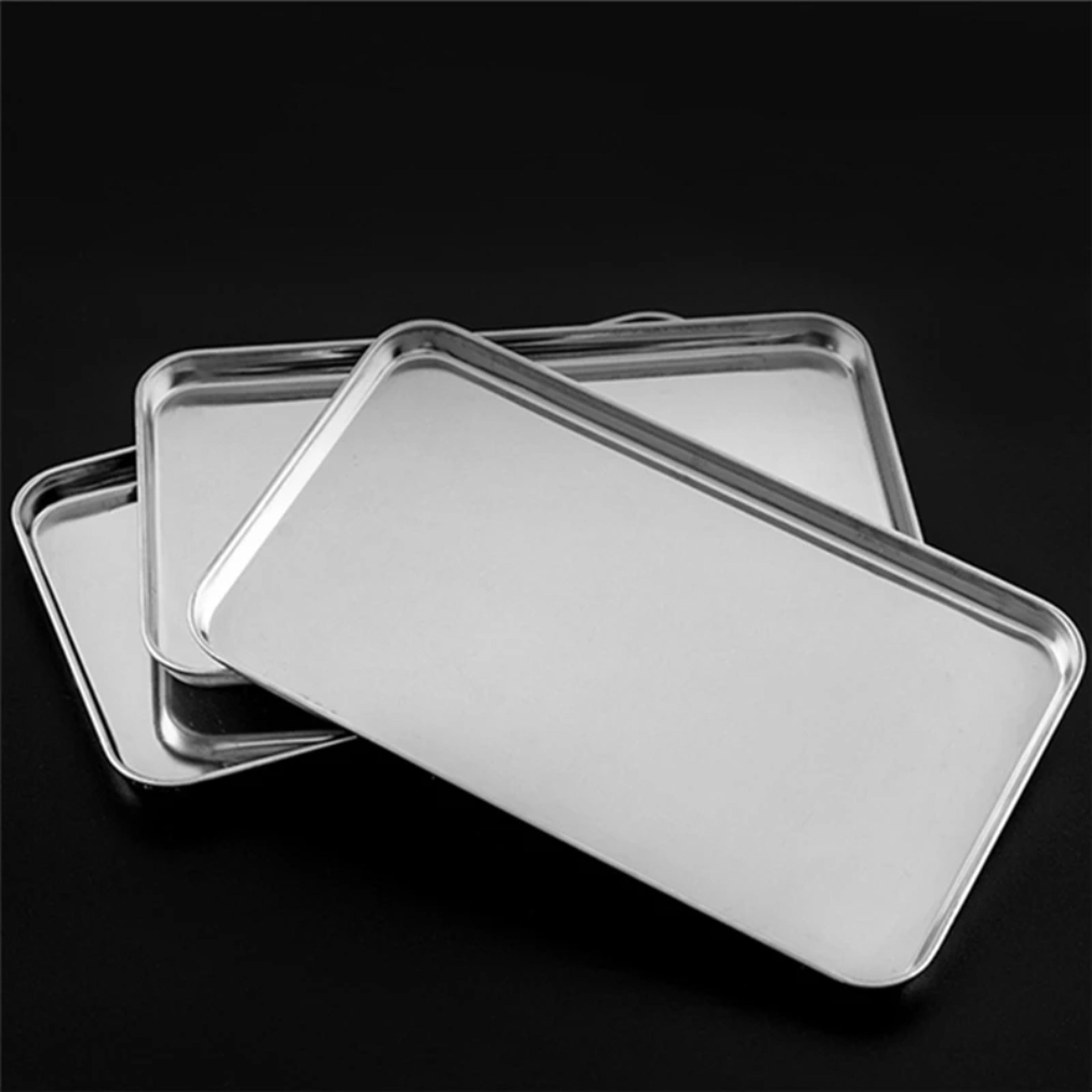 rectangle stainless steel tray, buffet presentation tray, metal food serving plate, rice noodle pan, home dishes storage
