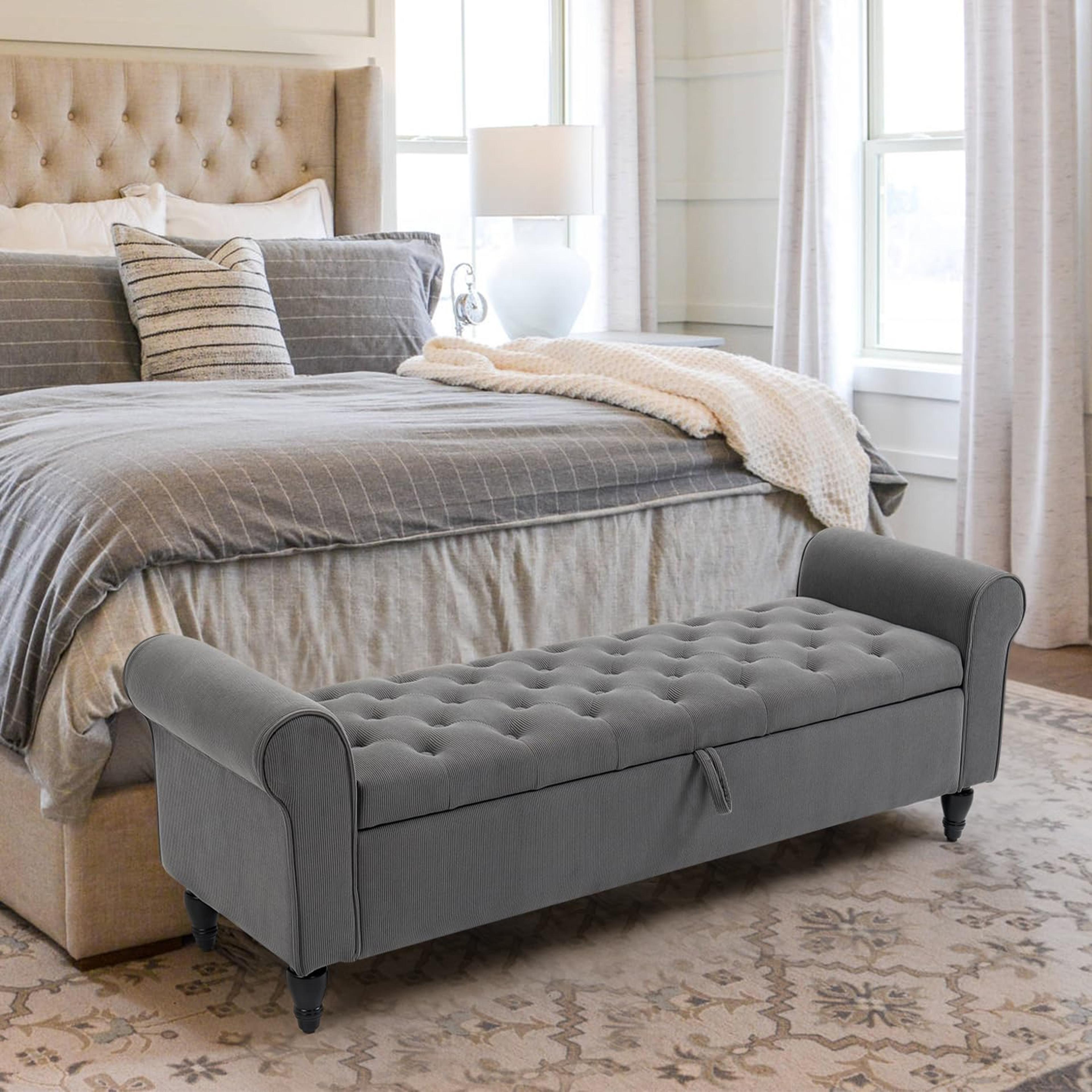 Storage Ottoman With Upholstered Tufted Design End Of Bed Storage Bench For Living Room And Bedroom 6