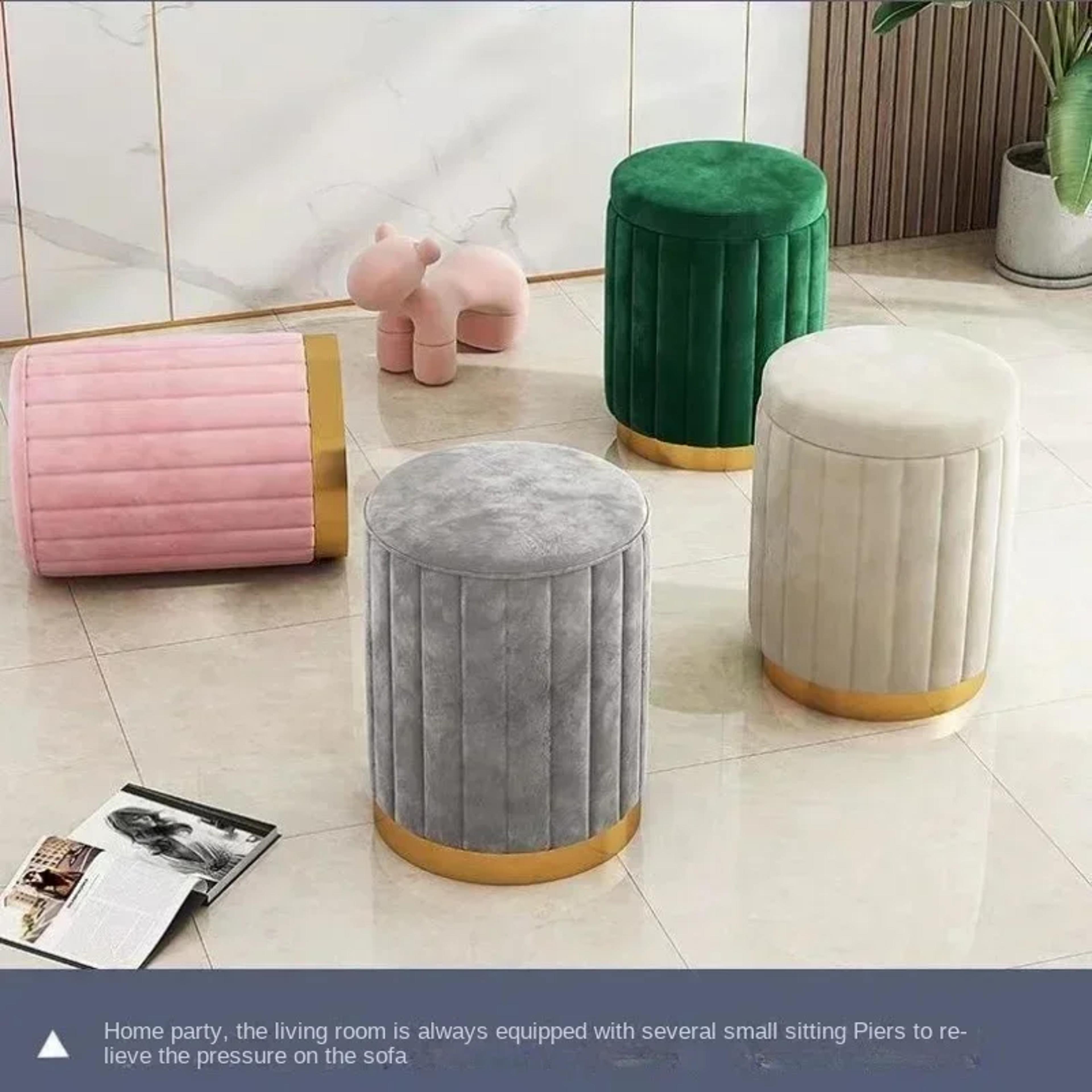 Light Luxury Makeup Stools Round Vanity Chairs Sofas Bedroom Side Storage Bench 1