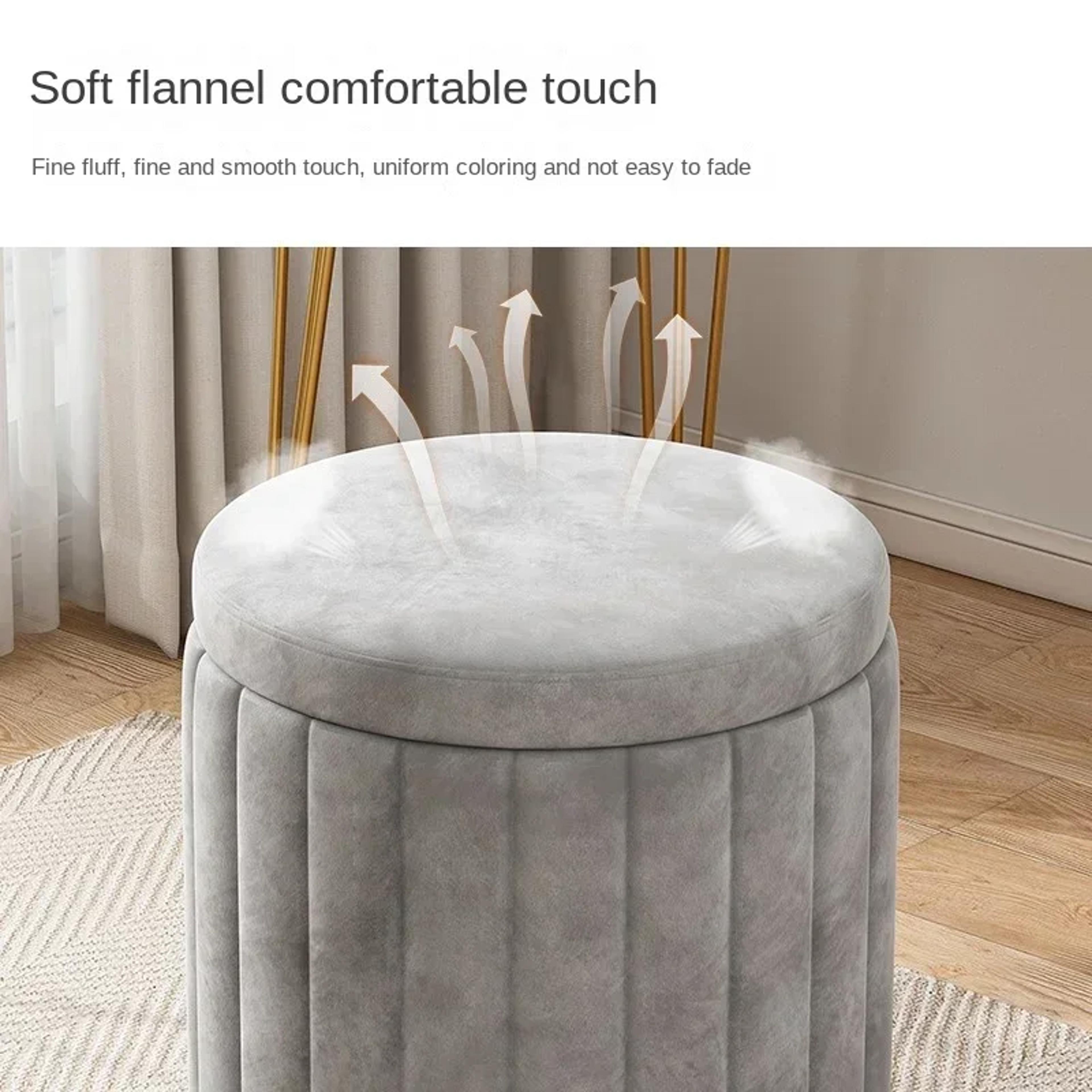 Light Luxury Makeup Stools Round Vanity Chairs Sofas Bedroom Side Storage Bench 3