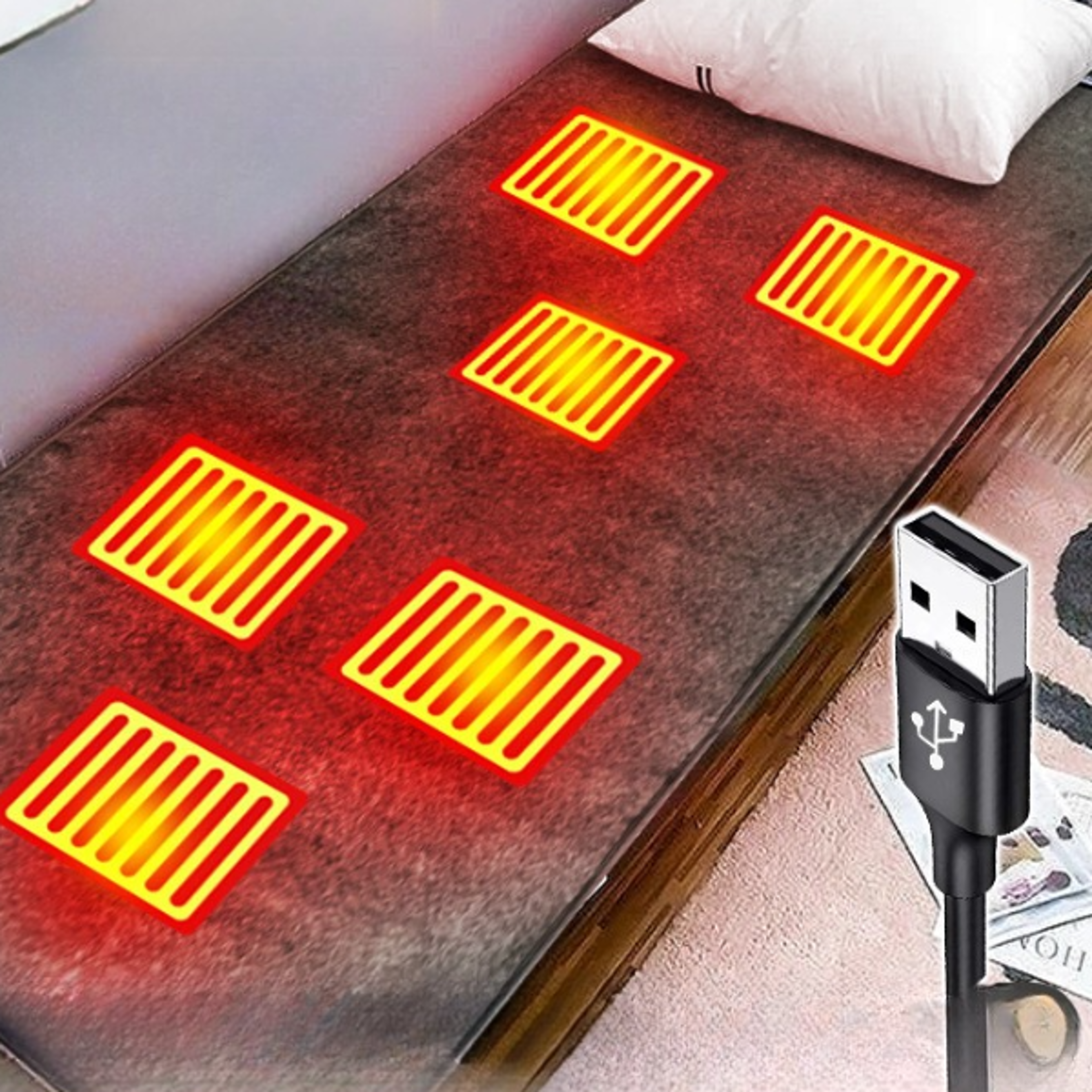 heated mat plush electric blanket, single mattress, portable, usb type-c interface, washable for office, bedroom