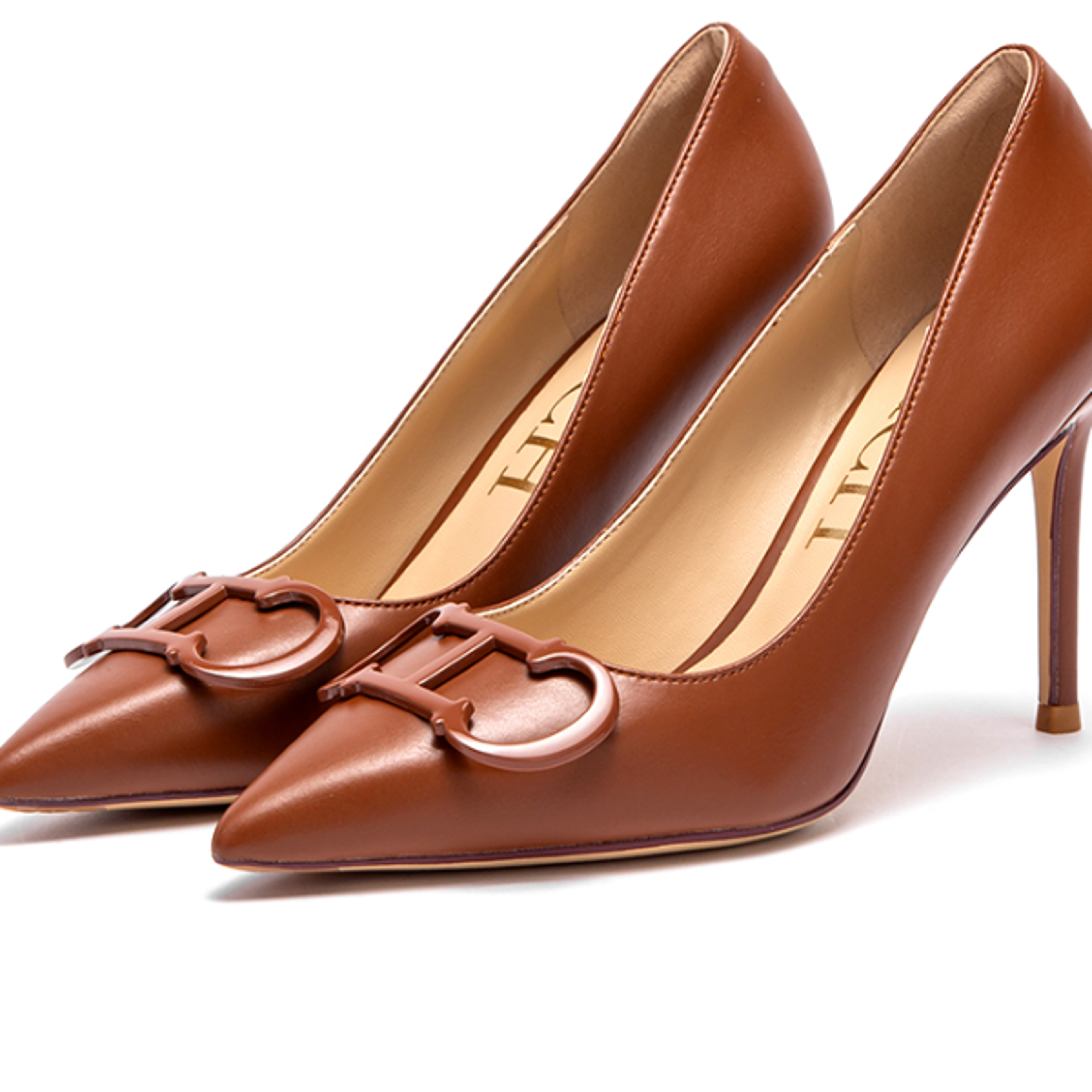 women high heels, pointed metal buckle dress shoes, new party carnival heels for confident women