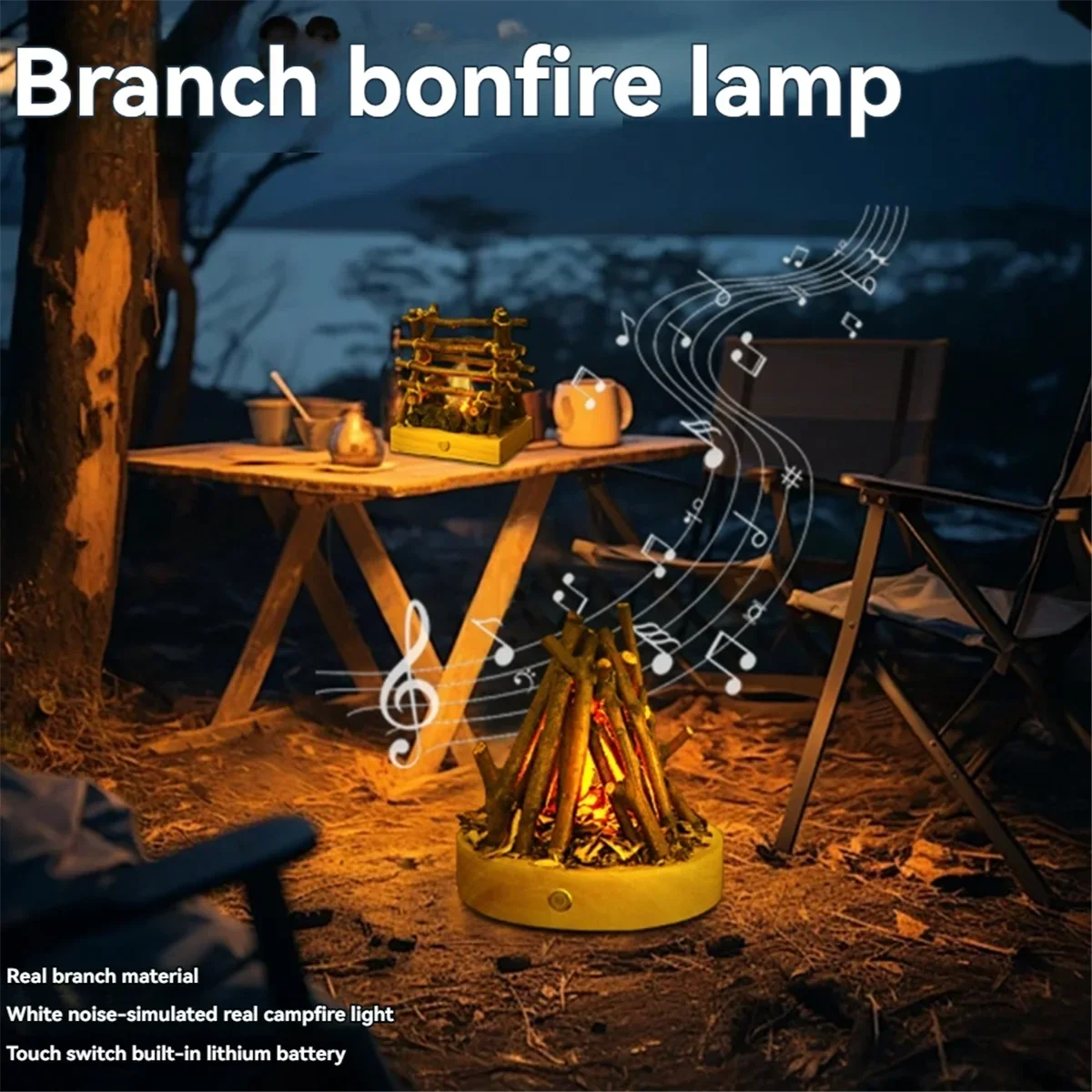 USB Charged 3 Modes Lamp Flameless Bonfire Night Light For Bedroom Living Room Camping And Atmosphe 2