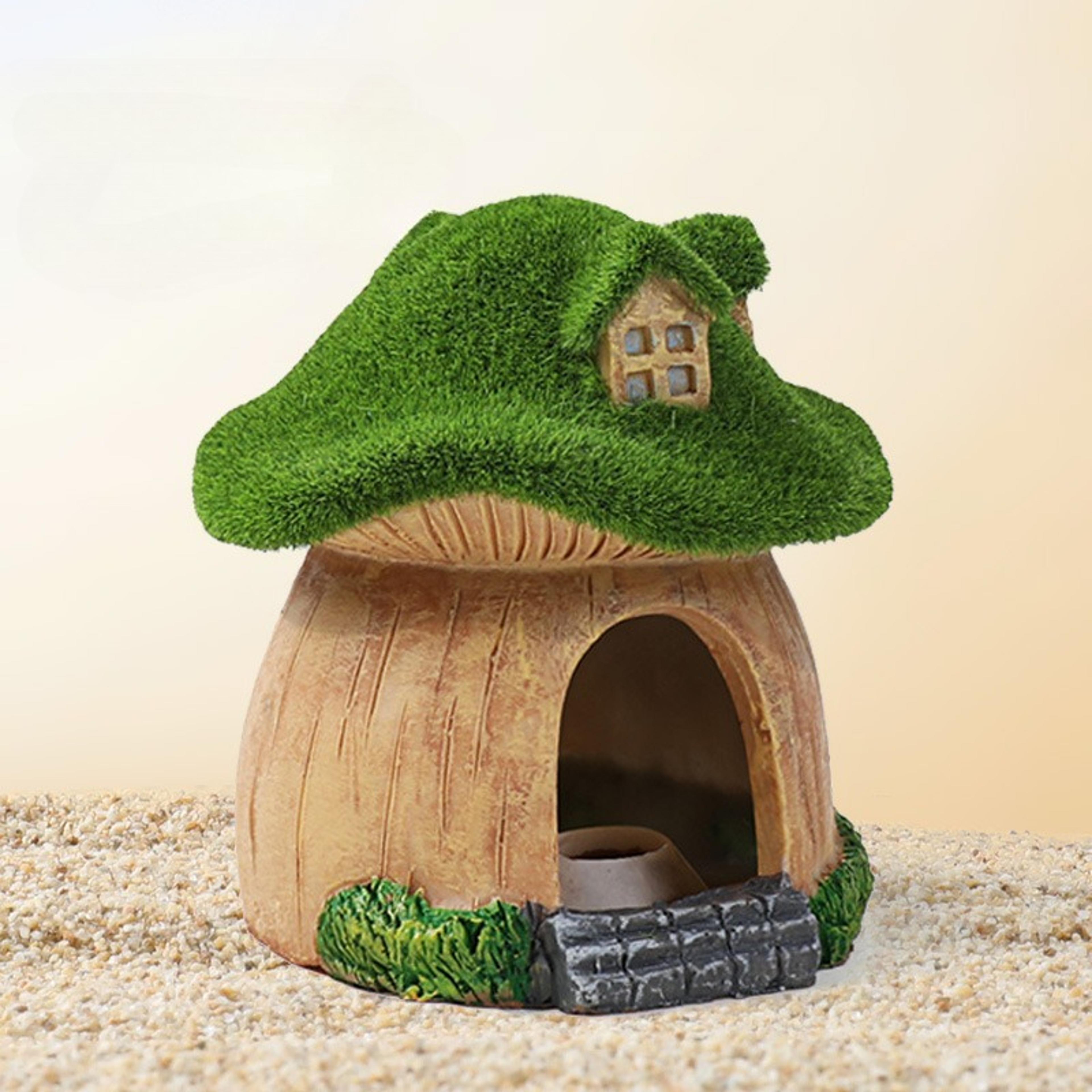 Creative House Ornament For Aquarium Fish Shrimp Shelter Moss House Landscape Mushroom Decoration D