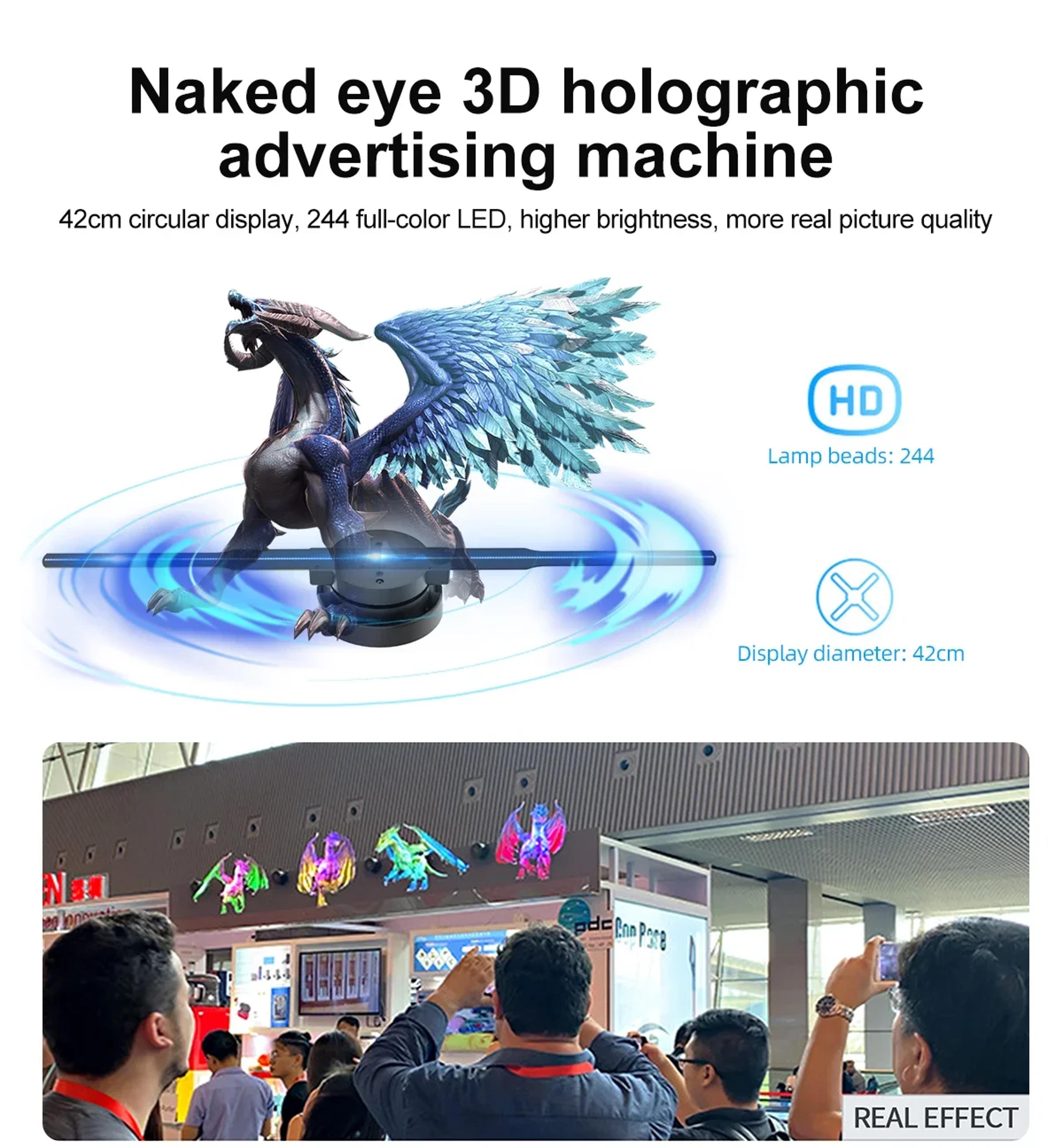 Holographic Fan Wifi Remote Custom ICONS DIY Video LOGO LED Neon Lights Rotating Display AD 4