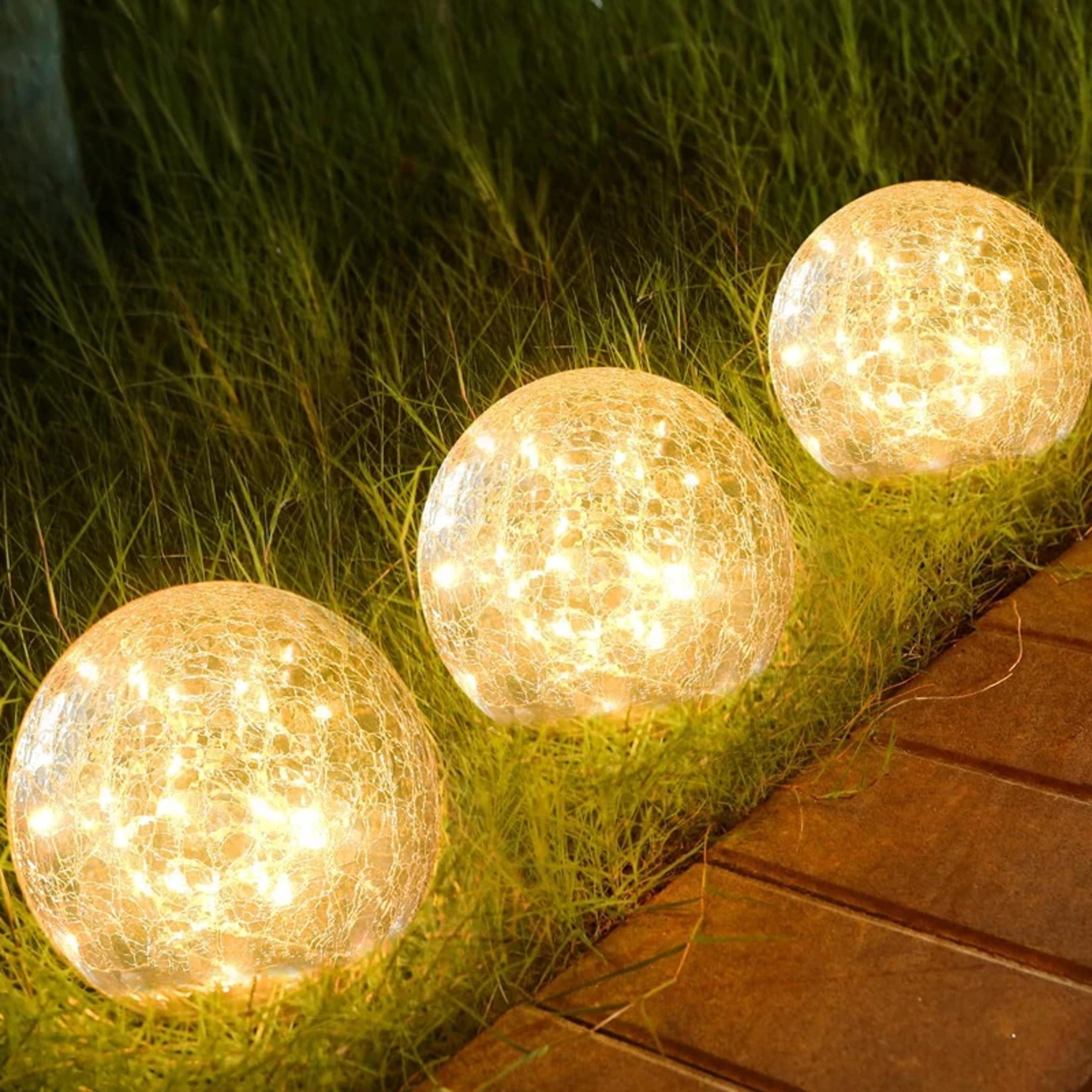waterproof outdoor light, solar powered cracked glass light, yard pathway patio garden decor for holiday and party night