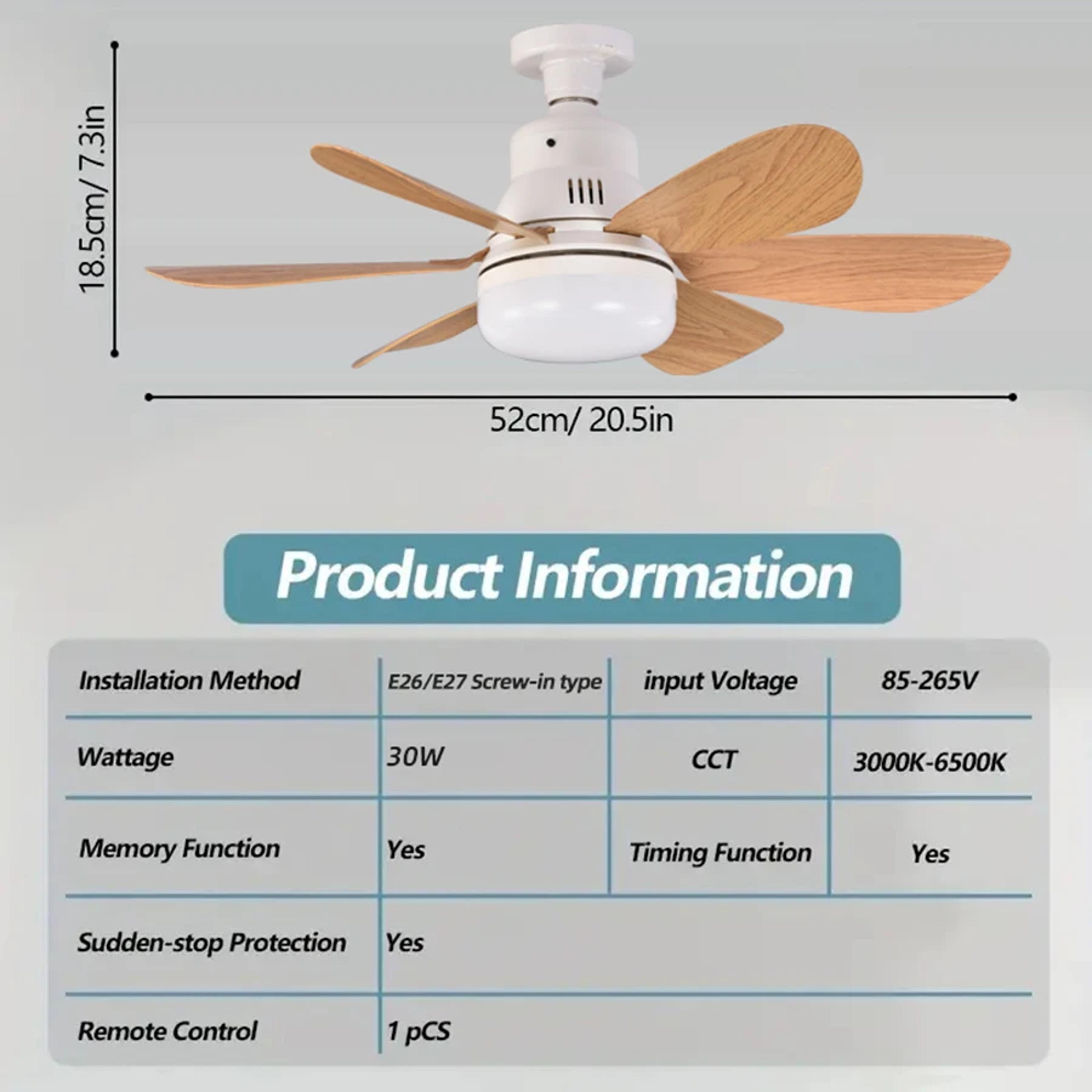 Socket Wood Grain Fan Light With Remote Control Ceiling Fan Light For Living Room And Study Stylish 2