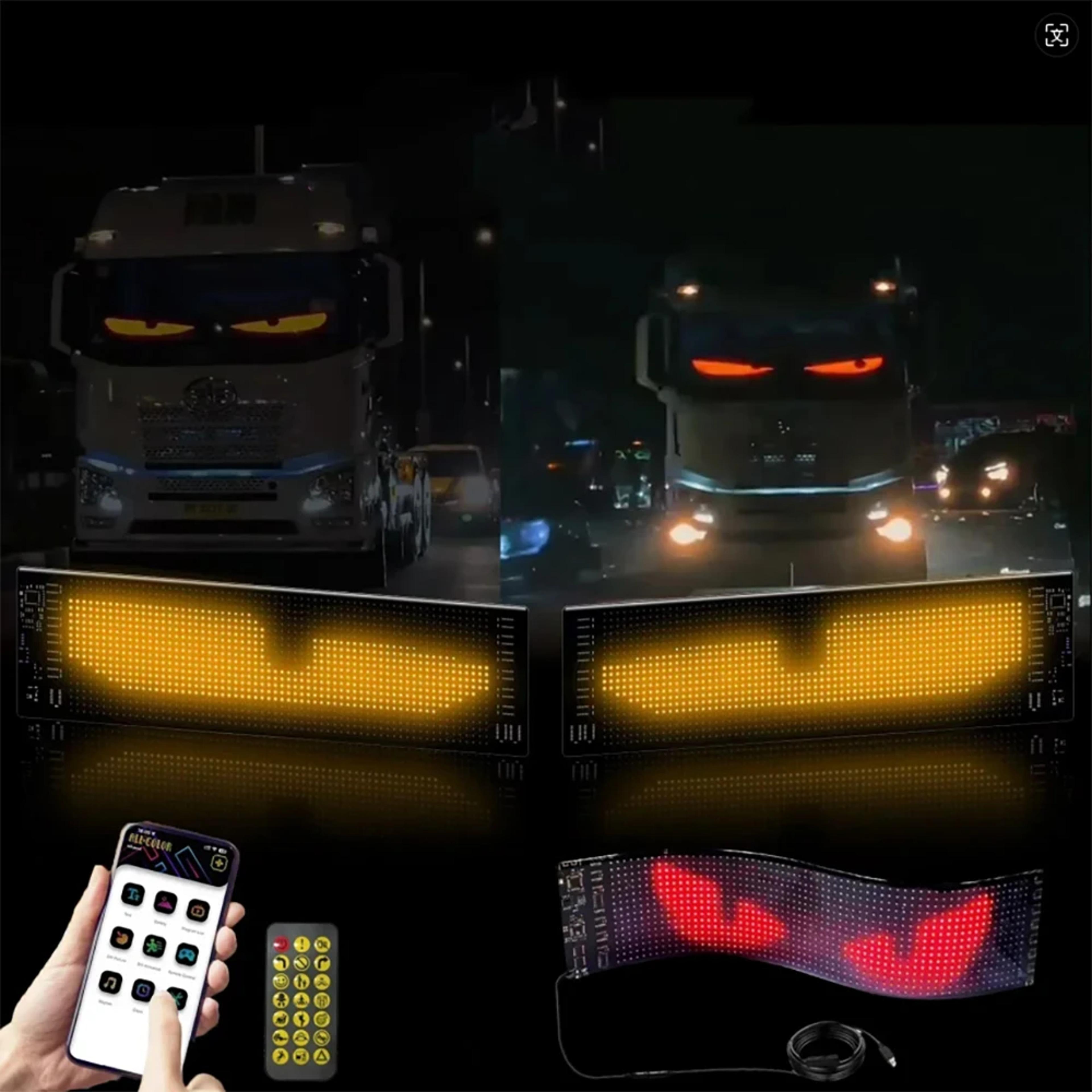 demon eyes car led logo, app led matrix pixel panel night light, diy programmable flexible led display for car truck