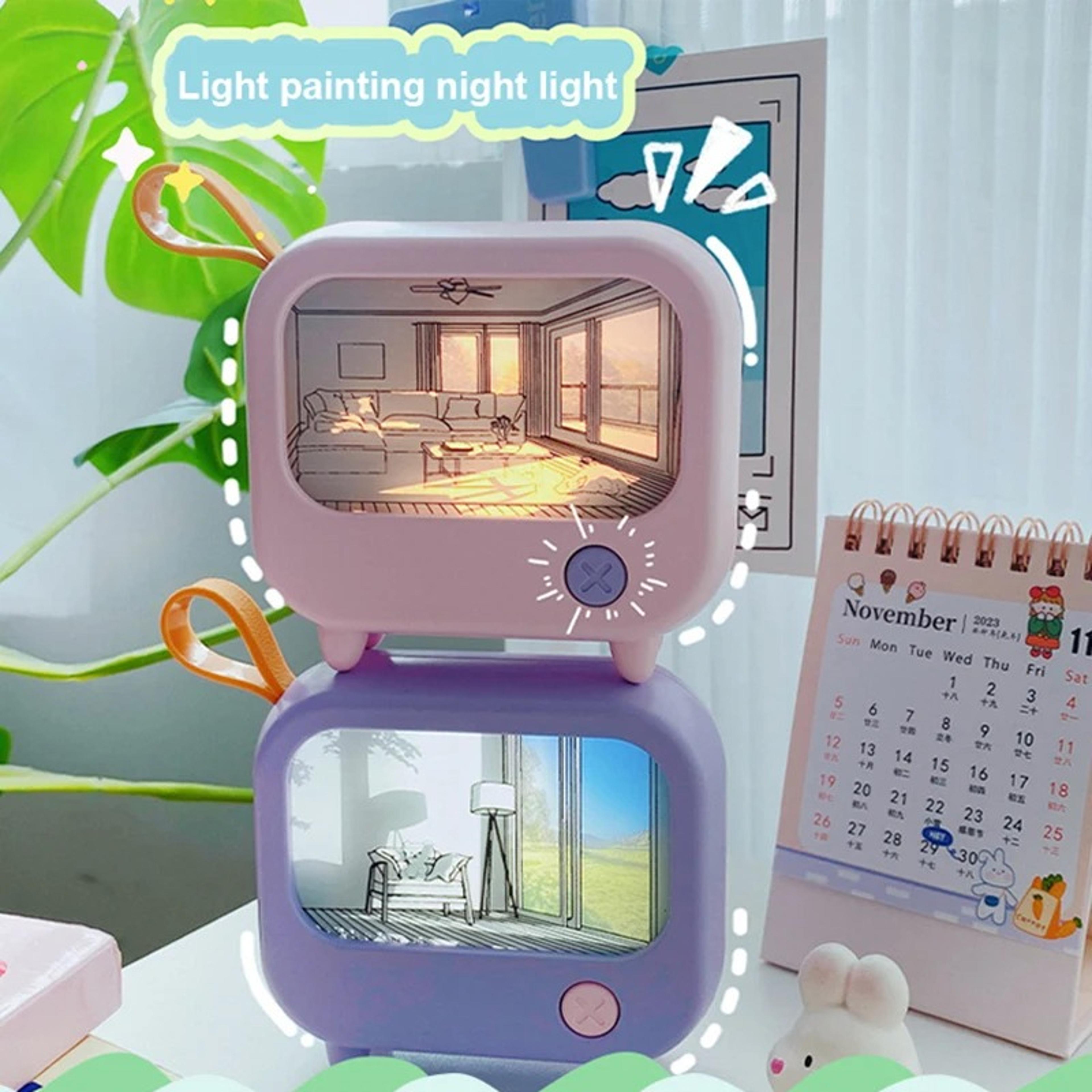 TV Painting Night Light LED Cute Child Learning Table Lamp Mini Desktop Atmosphere Lighting Room Ho 5