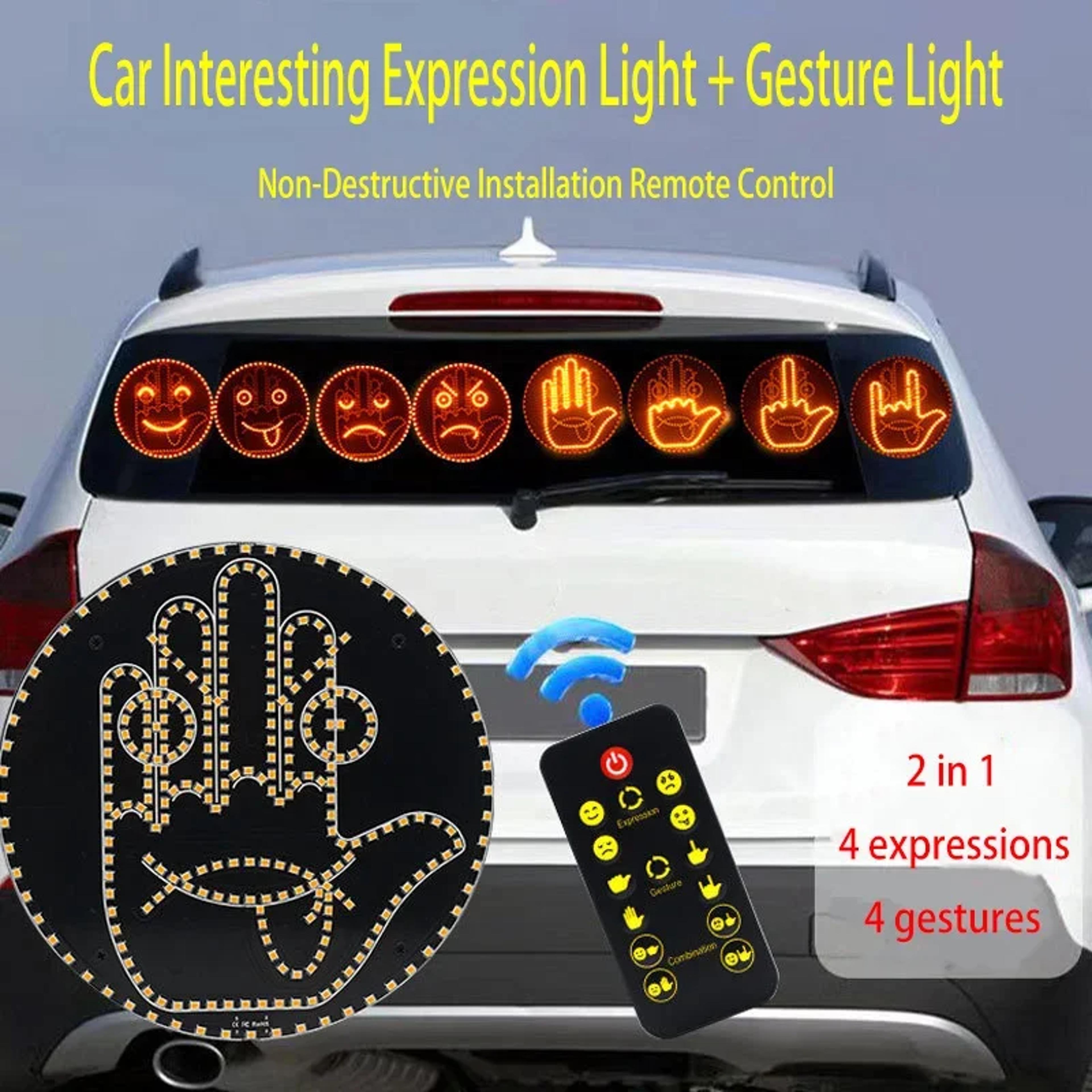 Creative Fun Car Gesture Finger Lights Lamp Anti Rear End Collision Car Warning Lights Interactive  1