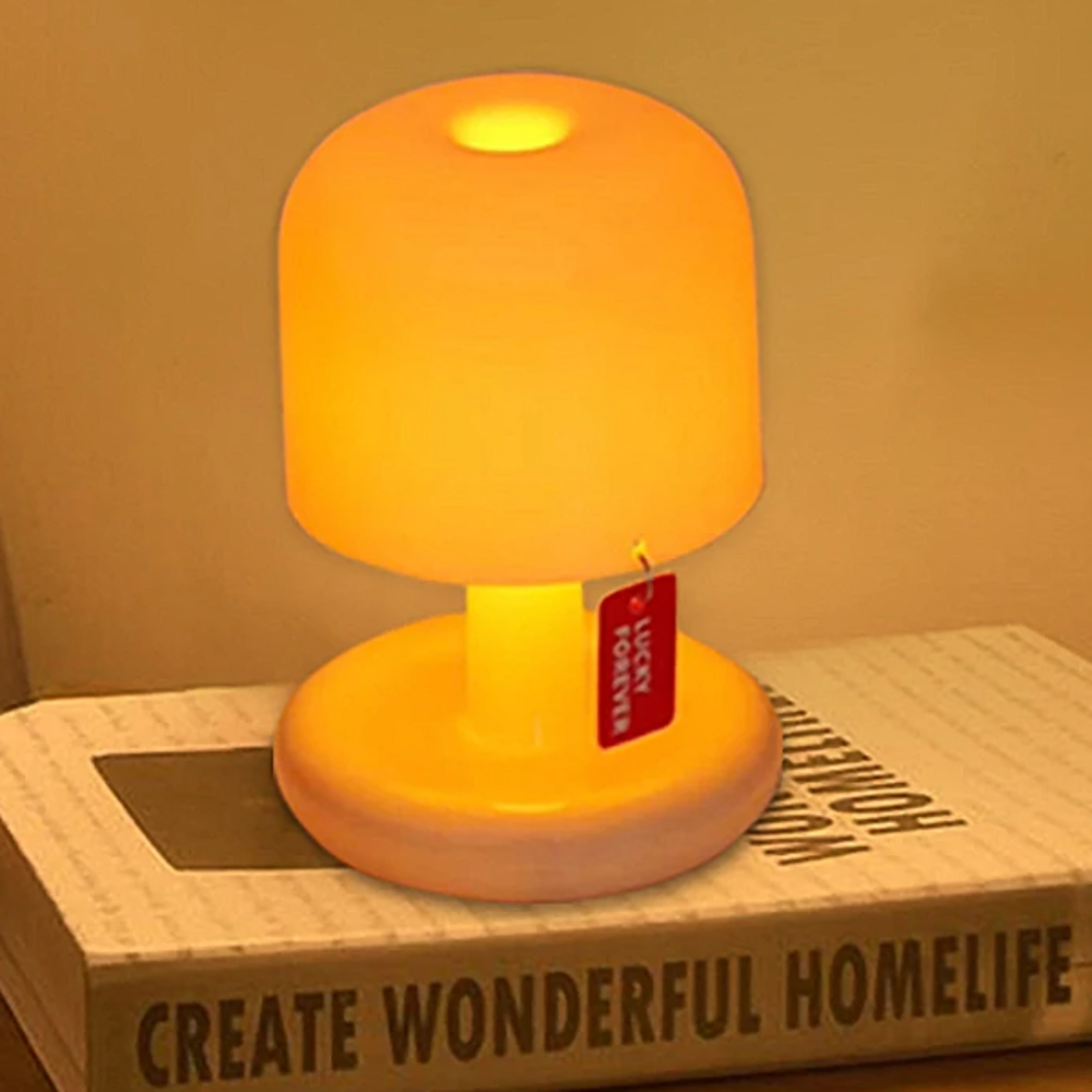 mini desktop sunset night lamp, creative usb rechargeable mushroom style led light, ideal for coffee bar, home decor
