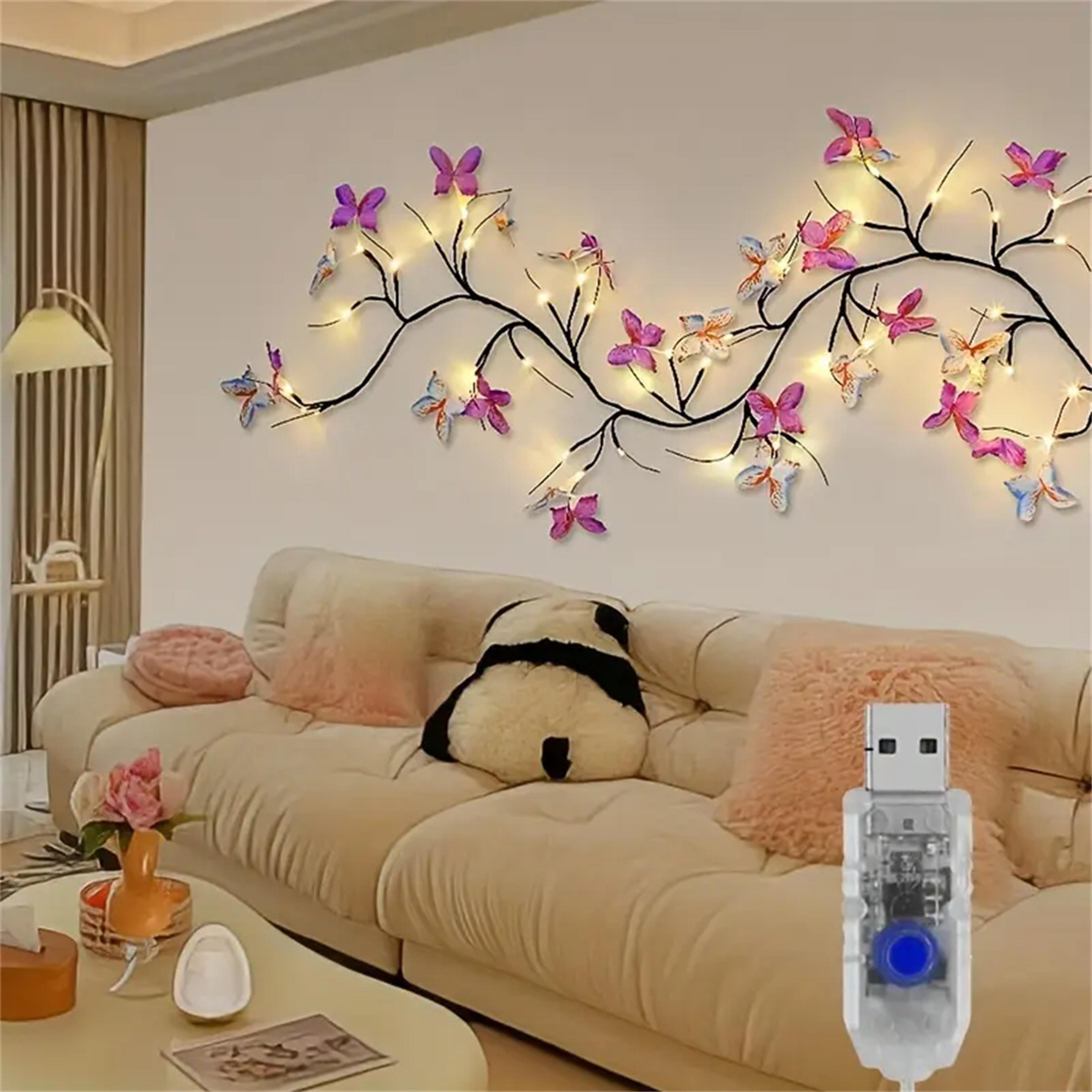 romantic butterfly string light, usb plug, indoor wall living room bedroom decor for valentines day