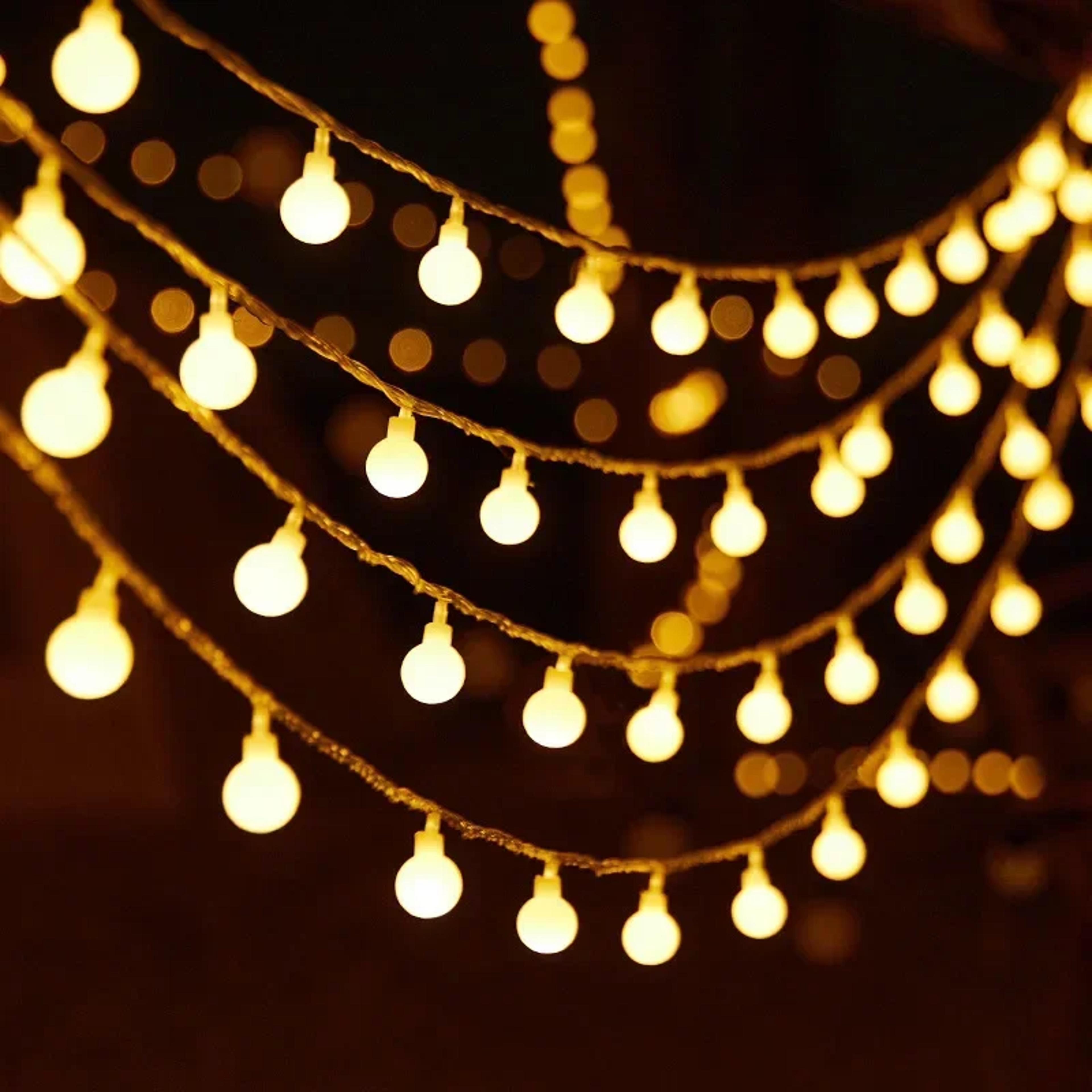 Battery Powered White Ball String Lights Wedding Garland Lamp For Garden Room Christmas And New Yea 4