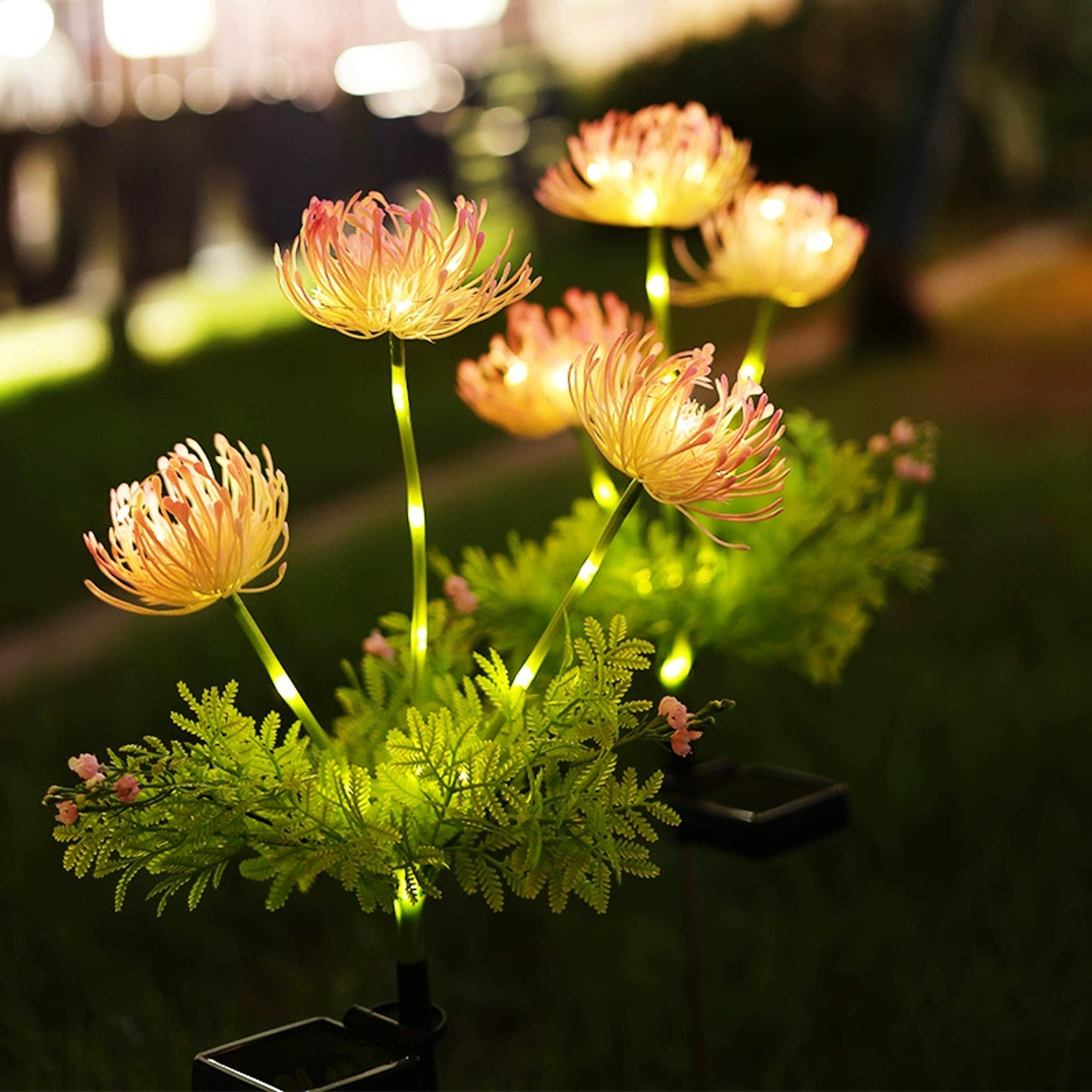solar garden lights, solar flowers lights with glowing flowers & stems, upgraded solar panel yard decor, gift for mother
