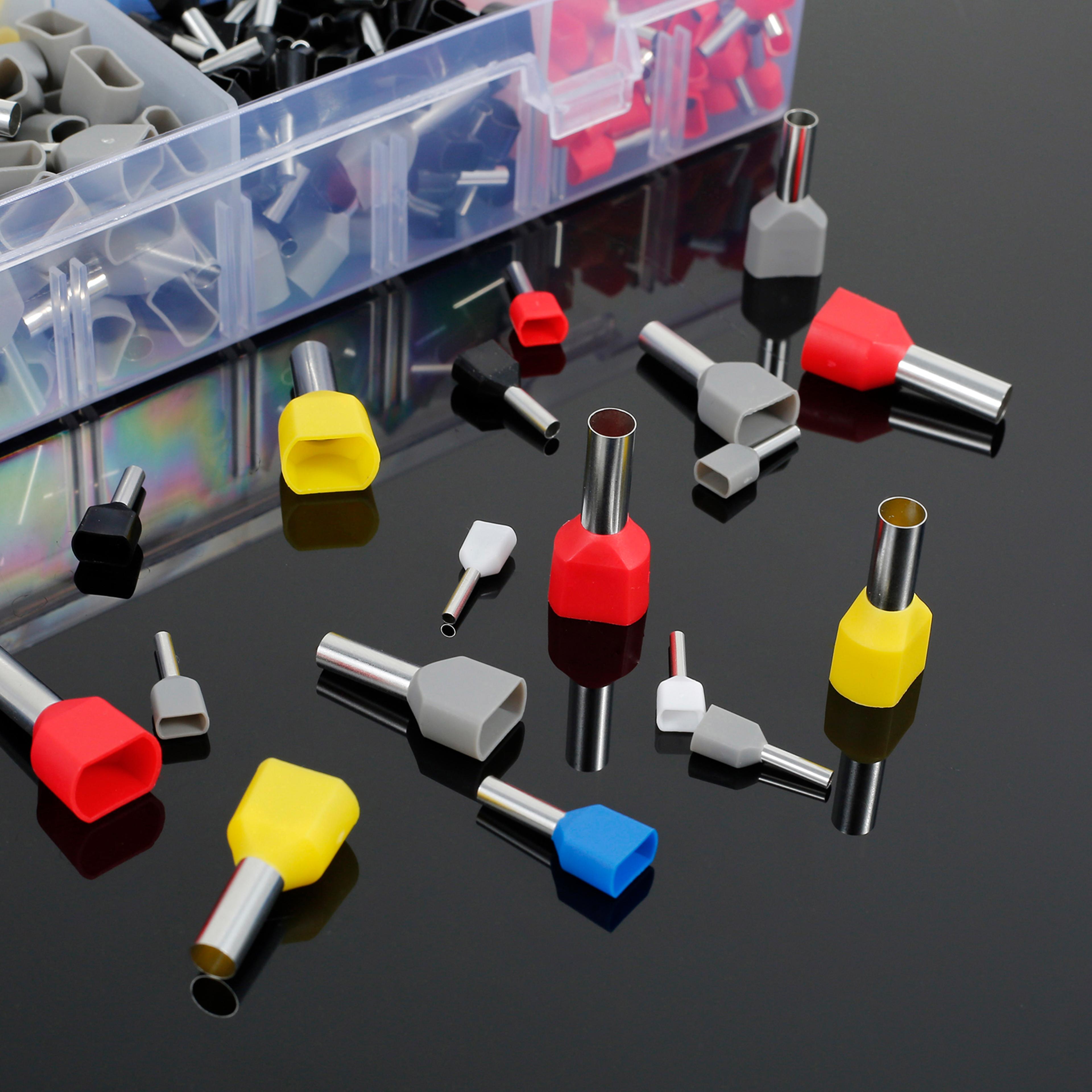 double wire end ferrules kit, multi purpose reliable twin wire end ferrules with box, easy to utilize for cable