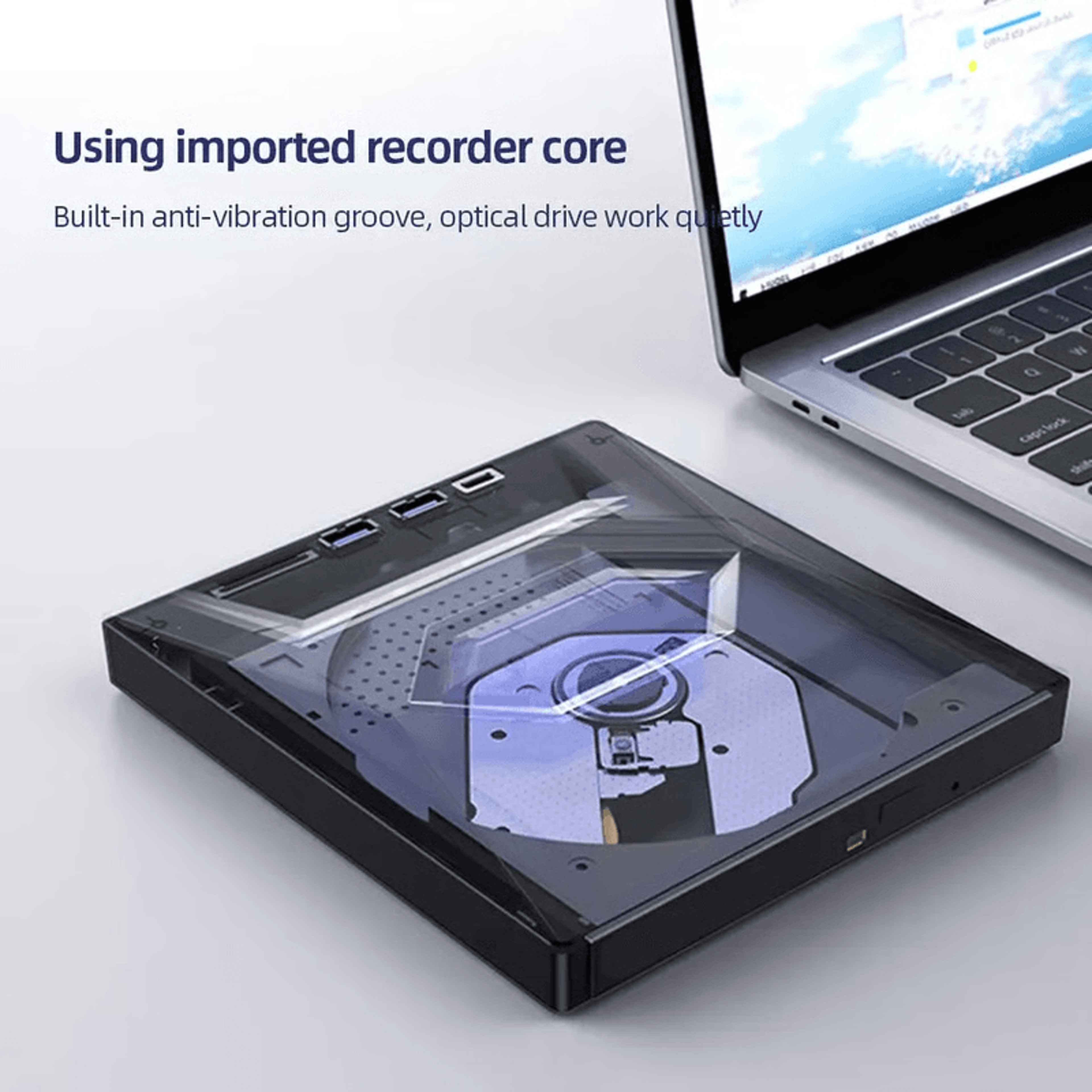 Portable External CD DVD Drive  3in1 Burner  Player For PC Mac  SDUSB Hub 6