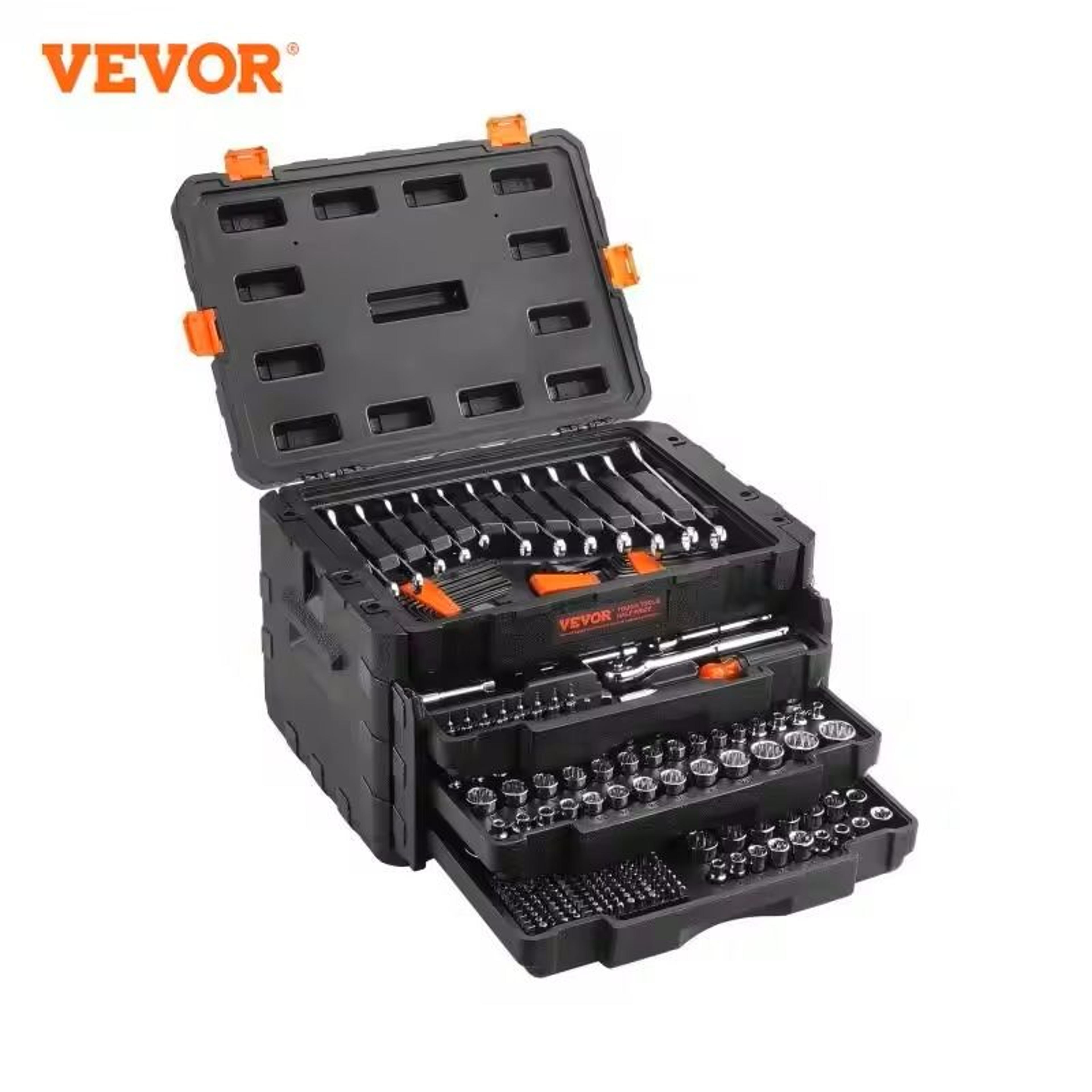 mechanics tool set and socket kit with 450 pieces sae and metric sizes