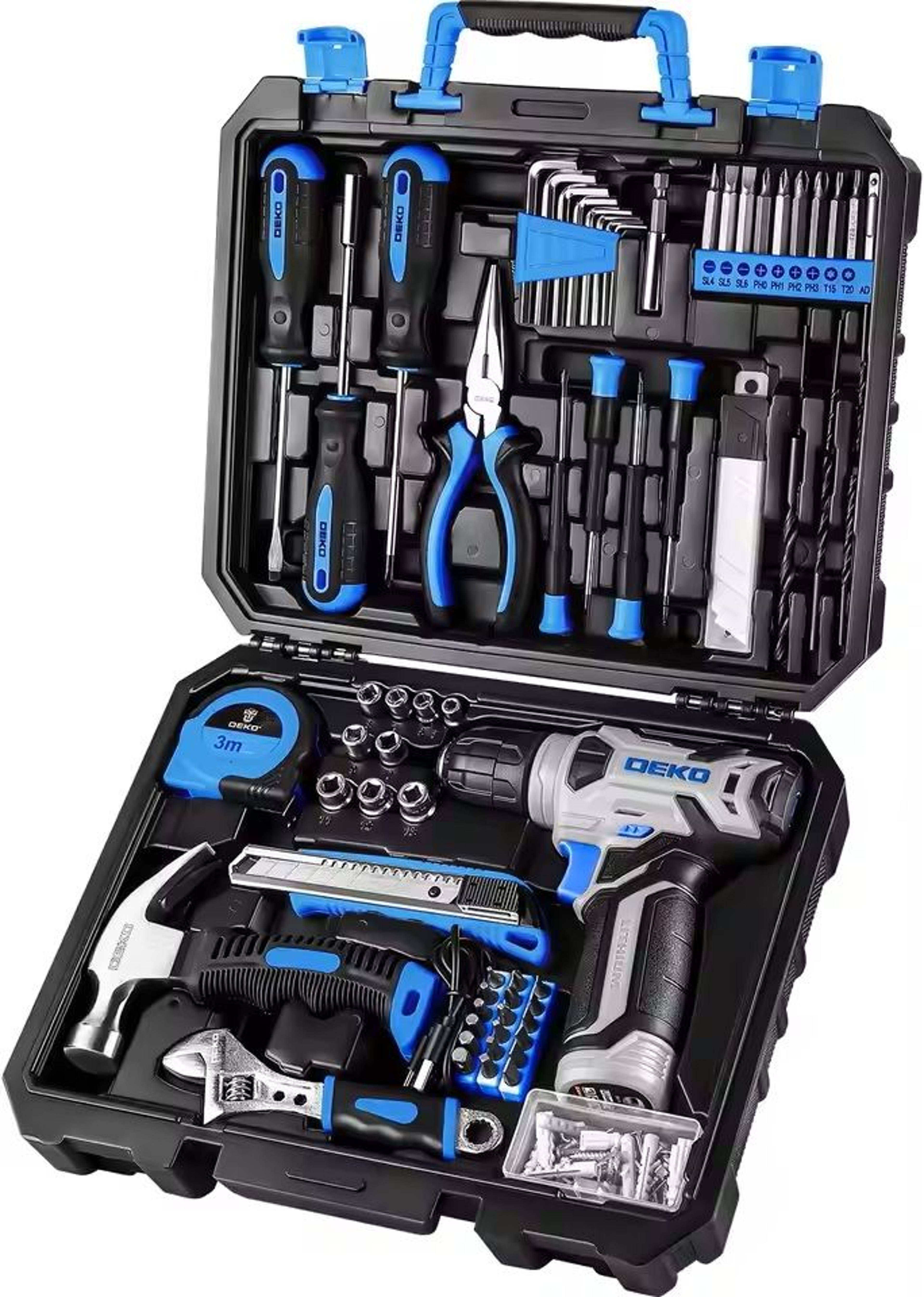 126 piece cordless drill set with 8v power tool kit & storage case for home repairs