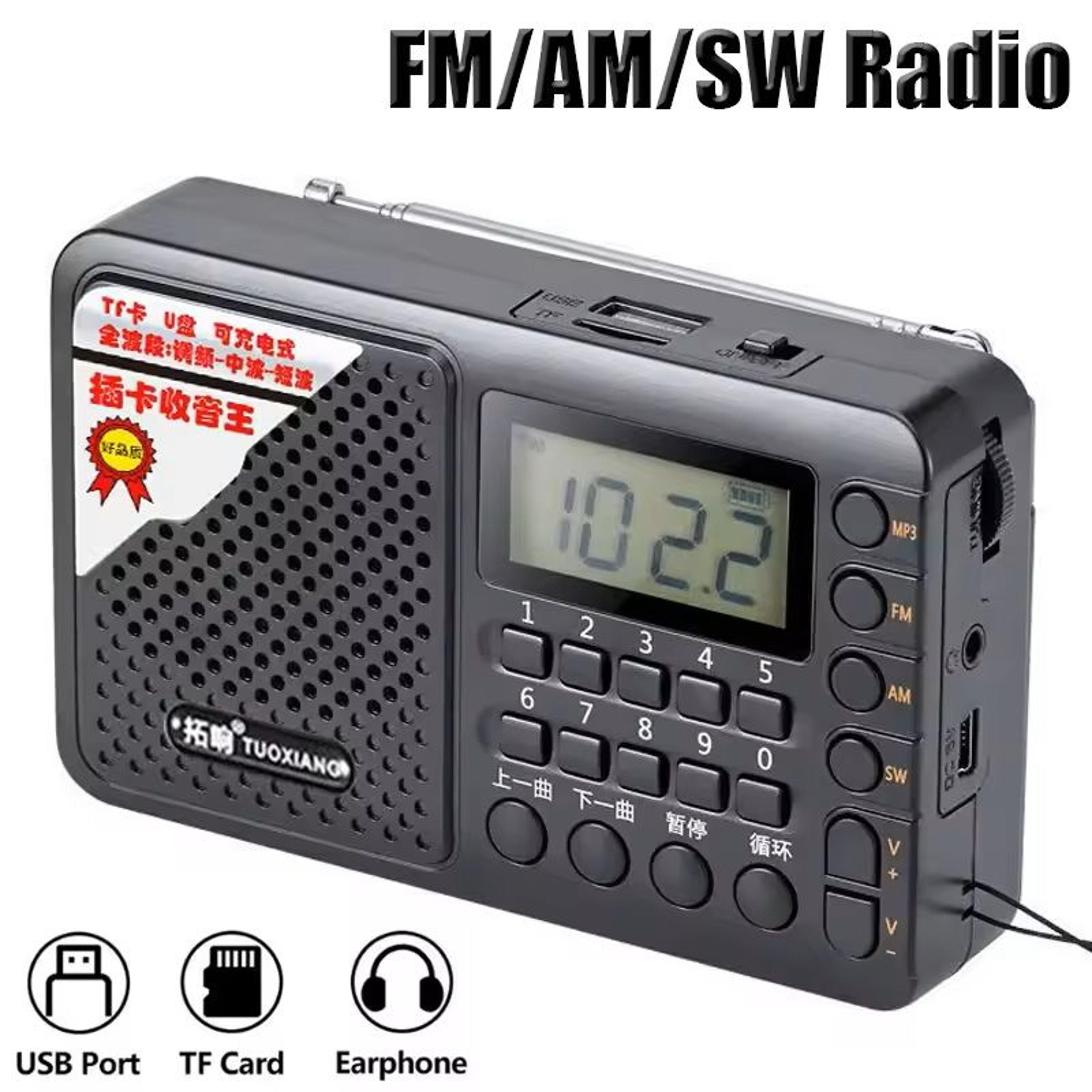 full band portable radio with rechargeable battery and usb tf music player