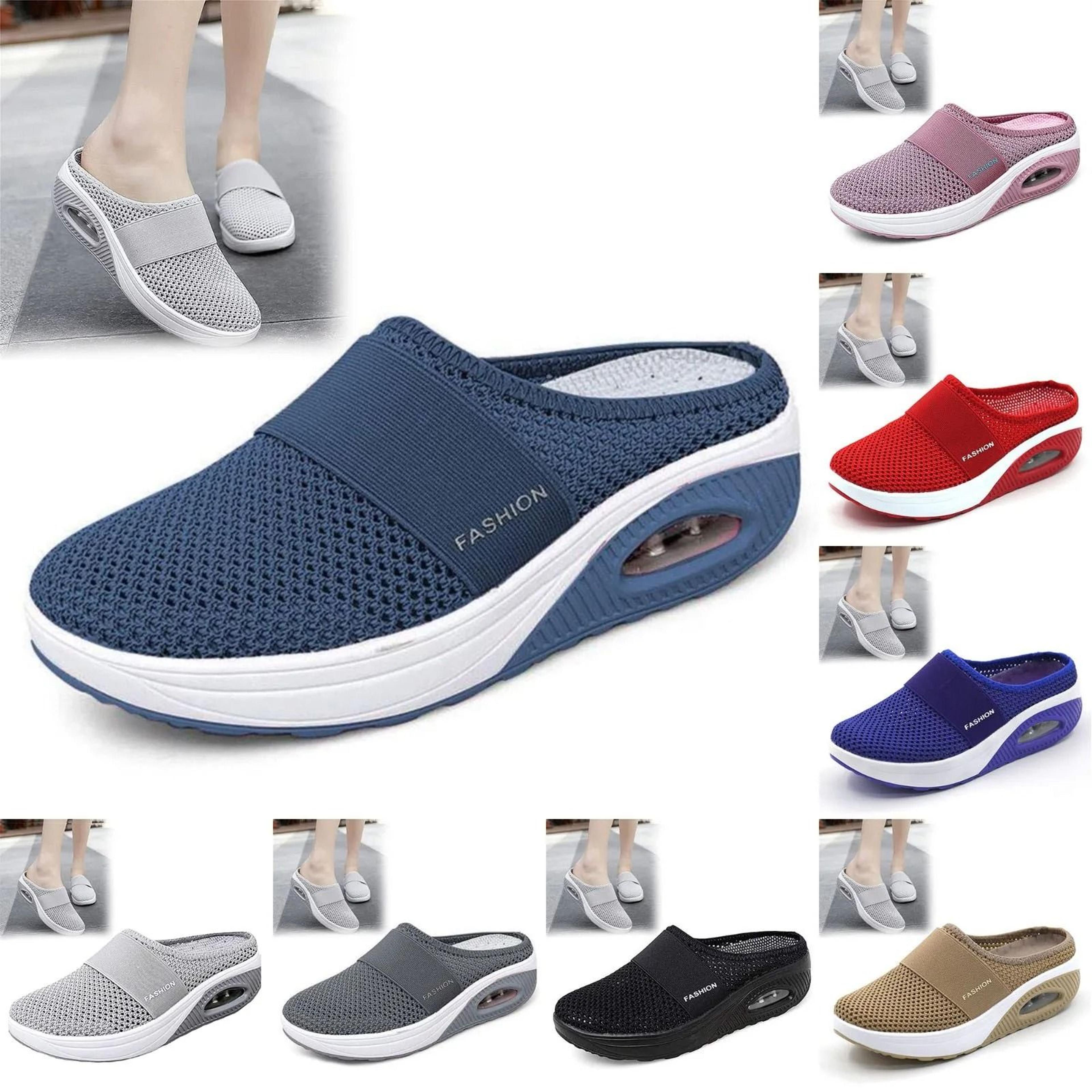 slip on walking sandals with arch support and mesh comfort