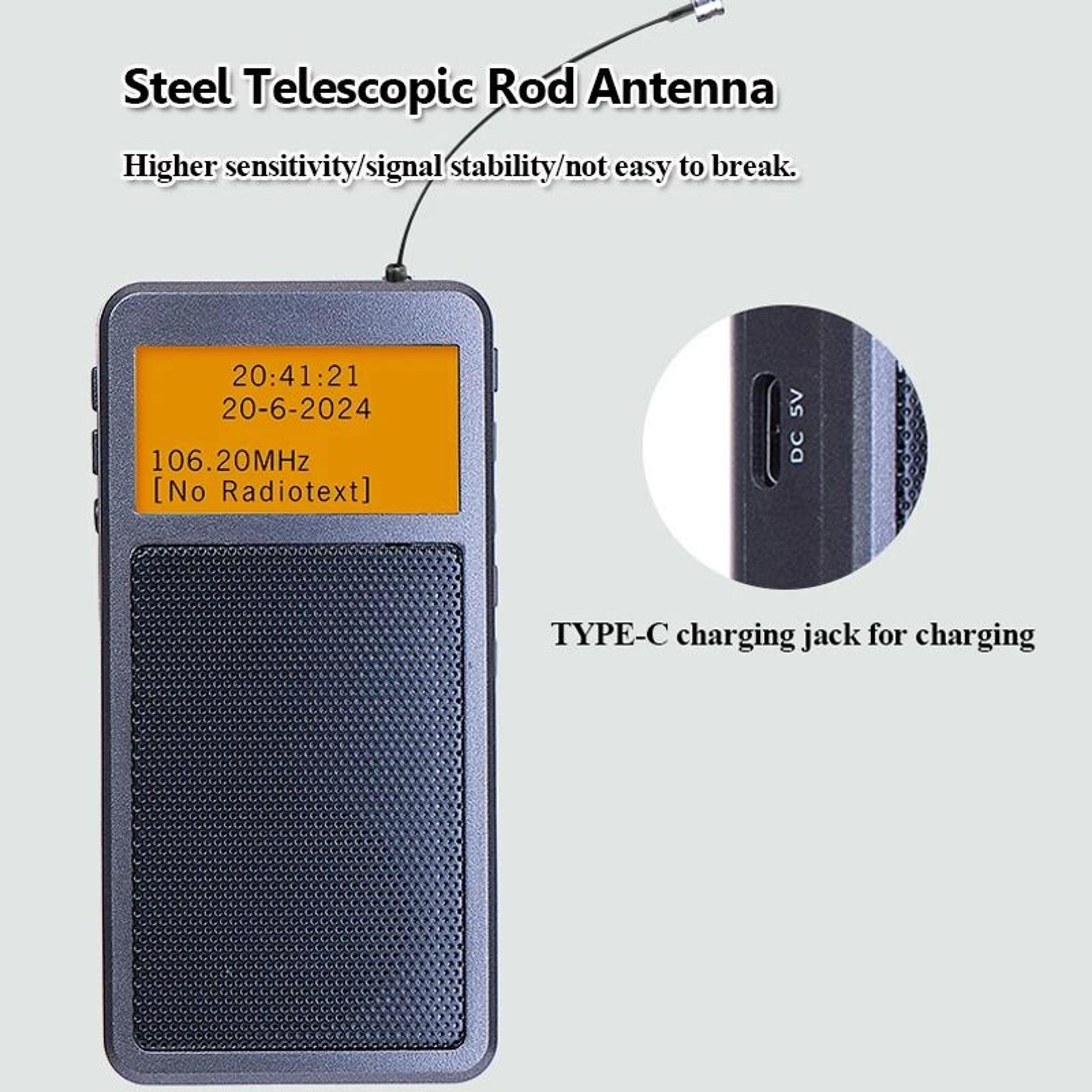 Mini Bluetooth Radio With FM Stereo And Alarm Clock Display 3