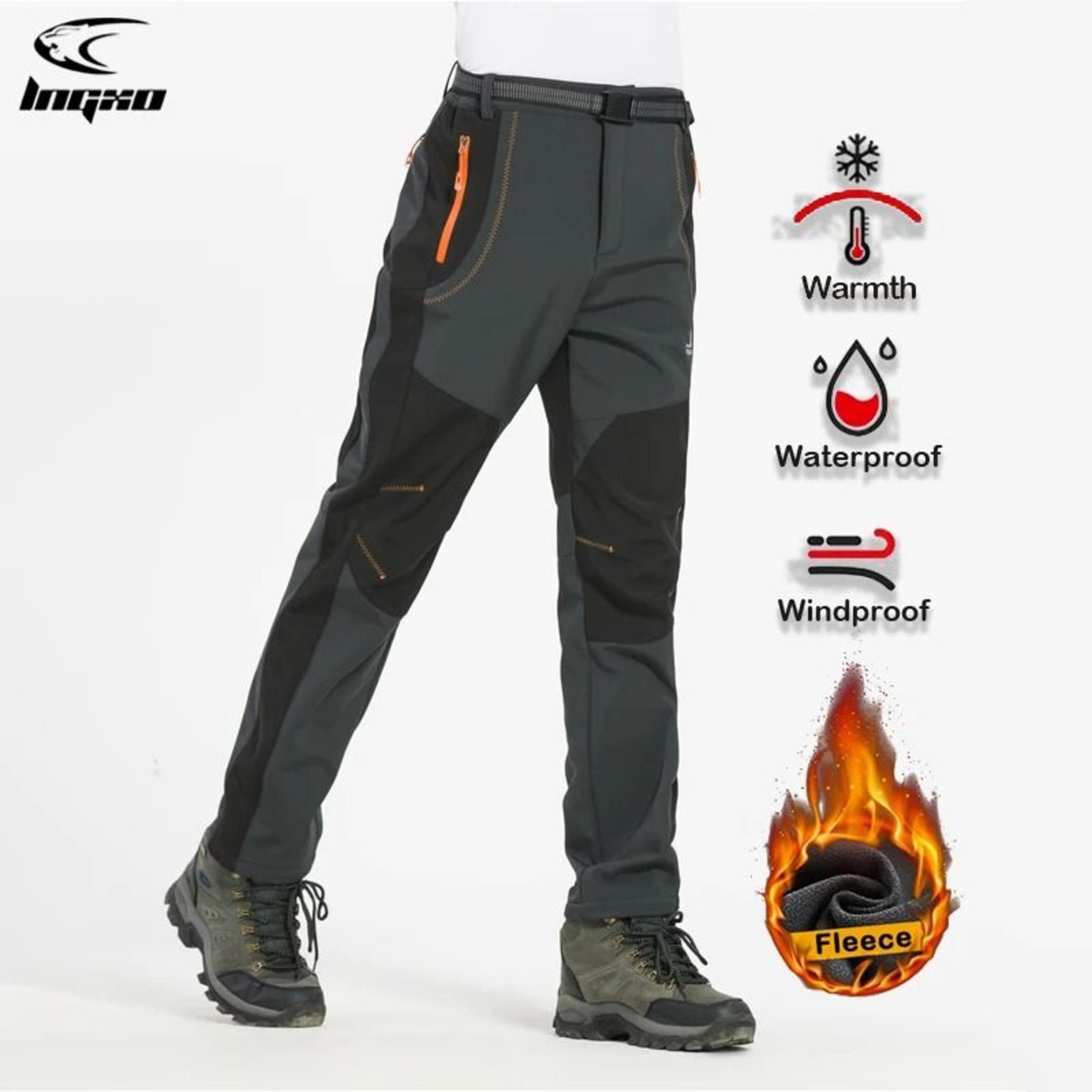 Mens Winter Waterproof Hiking Pants With Fleece Lining 1
