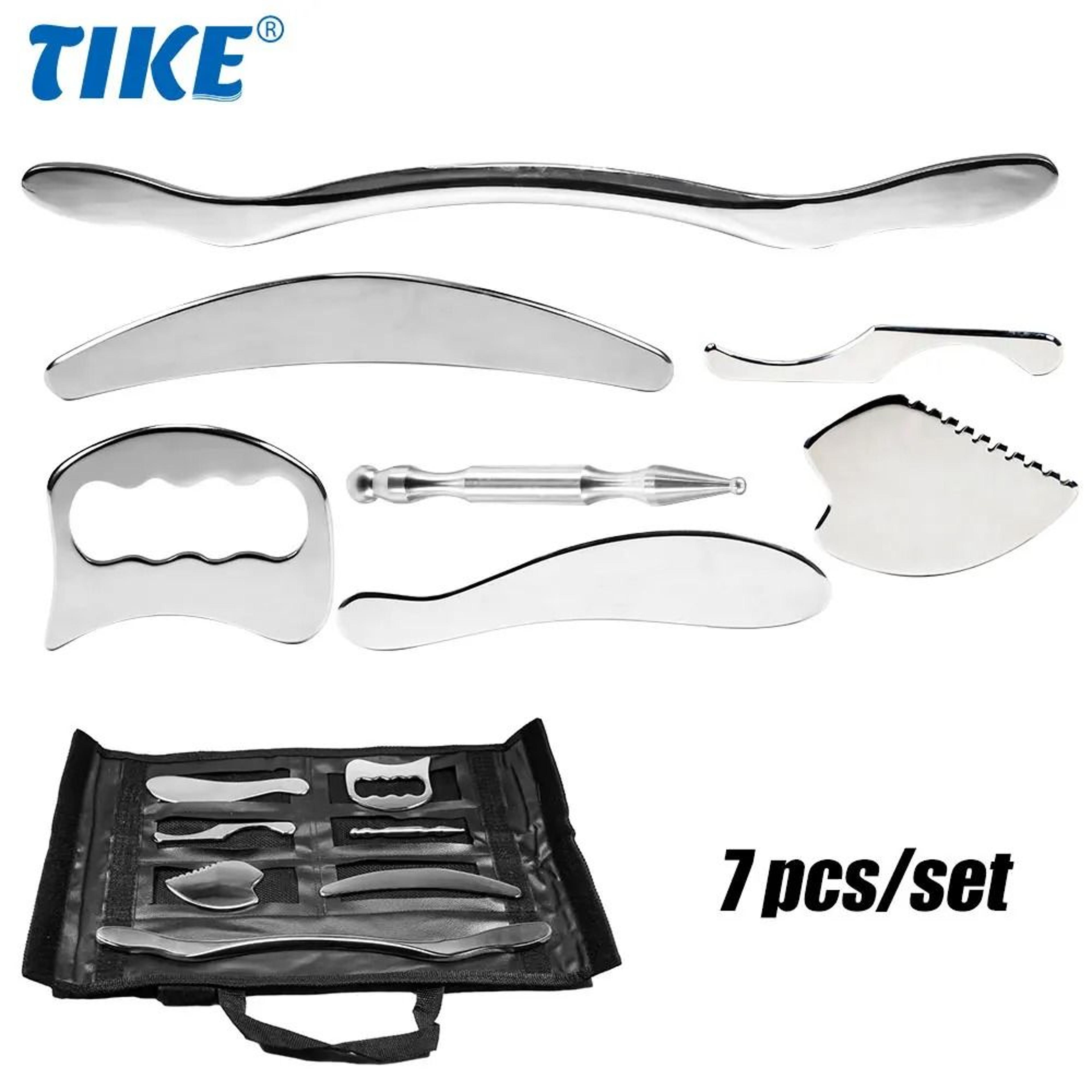 stainless steel gua sha massage tool set for full body scraping therapy