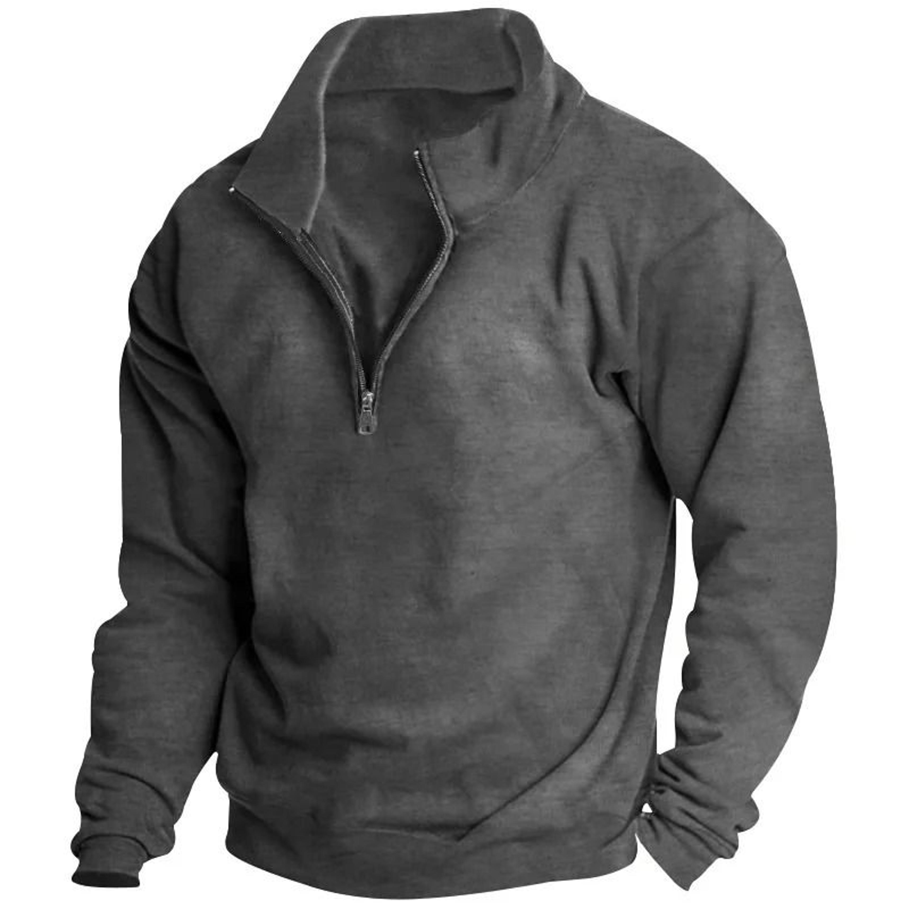 Mens Fleece Half Zip Stand Collar Sweatshirt 1