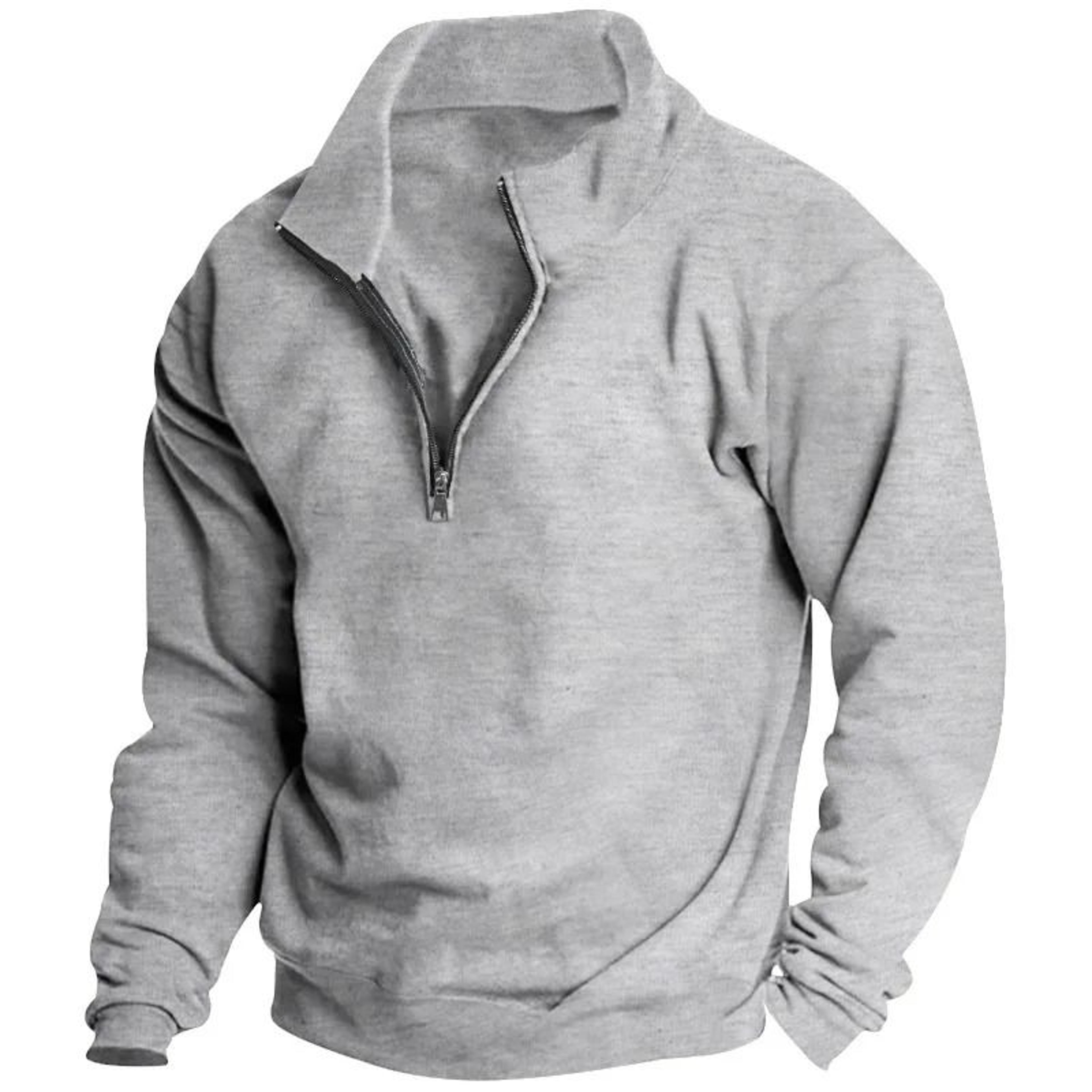 Mens Fleece Half Zip Stand Collar Sweatshirt 8