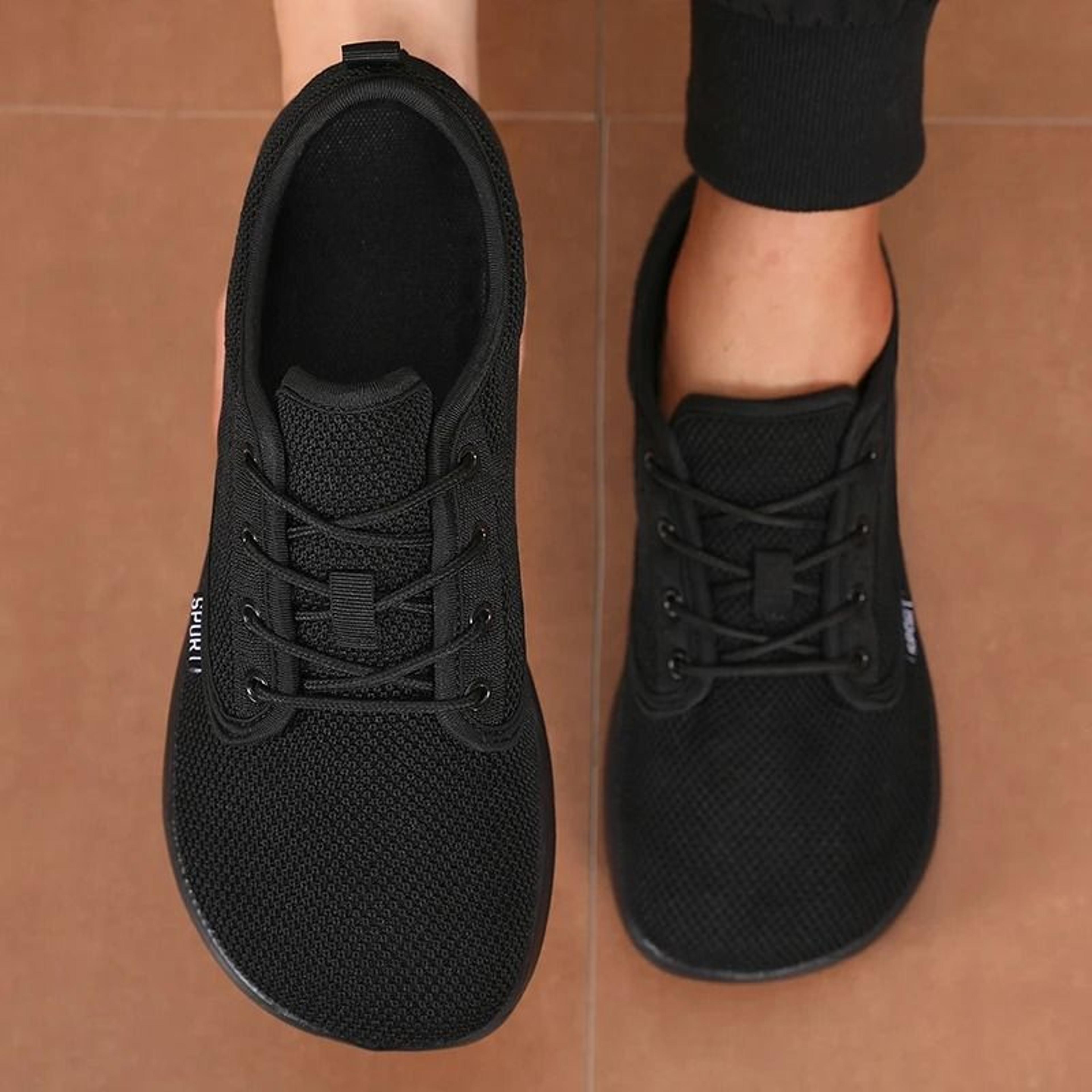 men wide toe barefoot casual canvas flat shoes breathable mesh sneakers