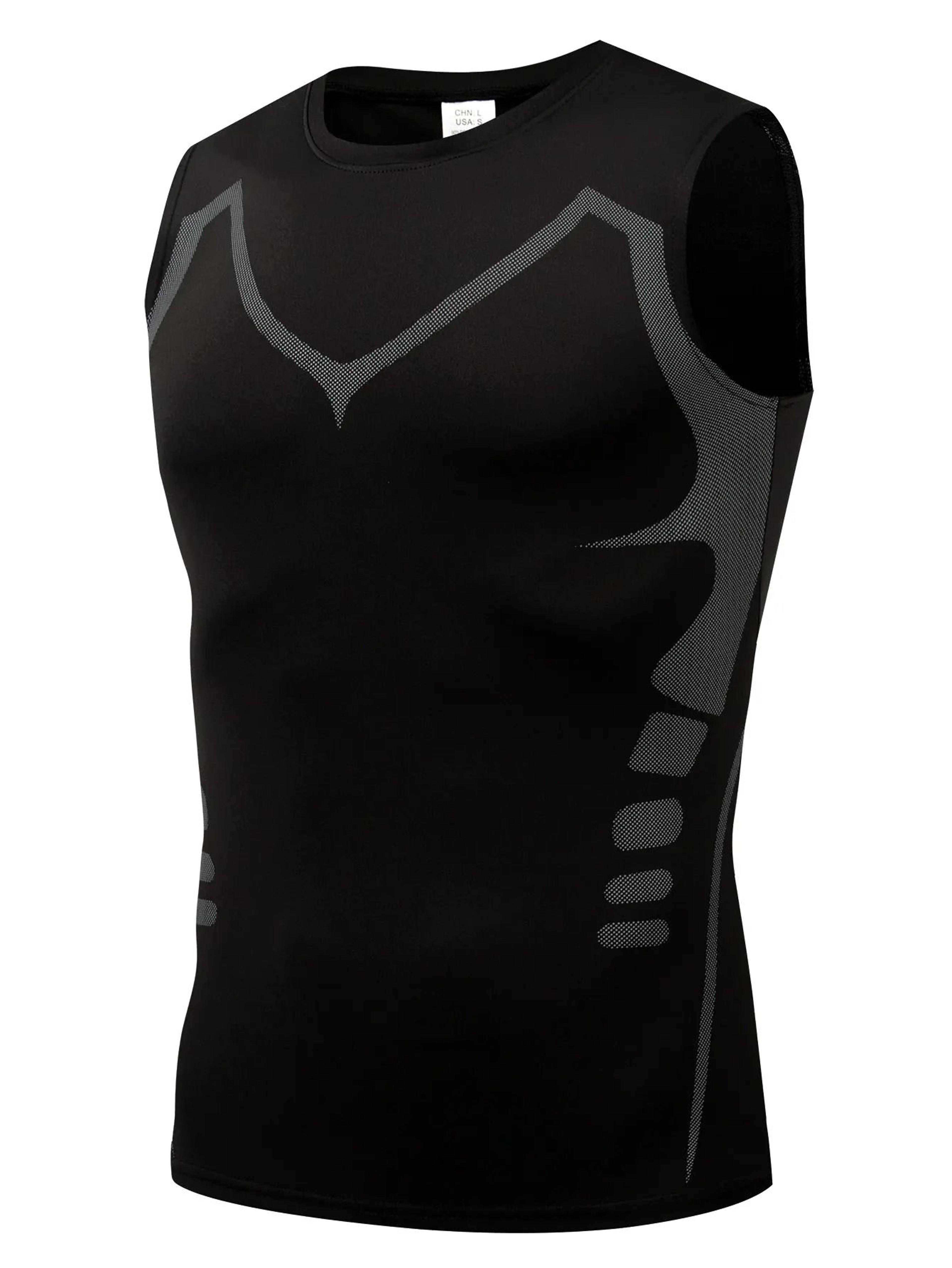 men sports vest quick dry breathable compression tank top for basketball training running cycling