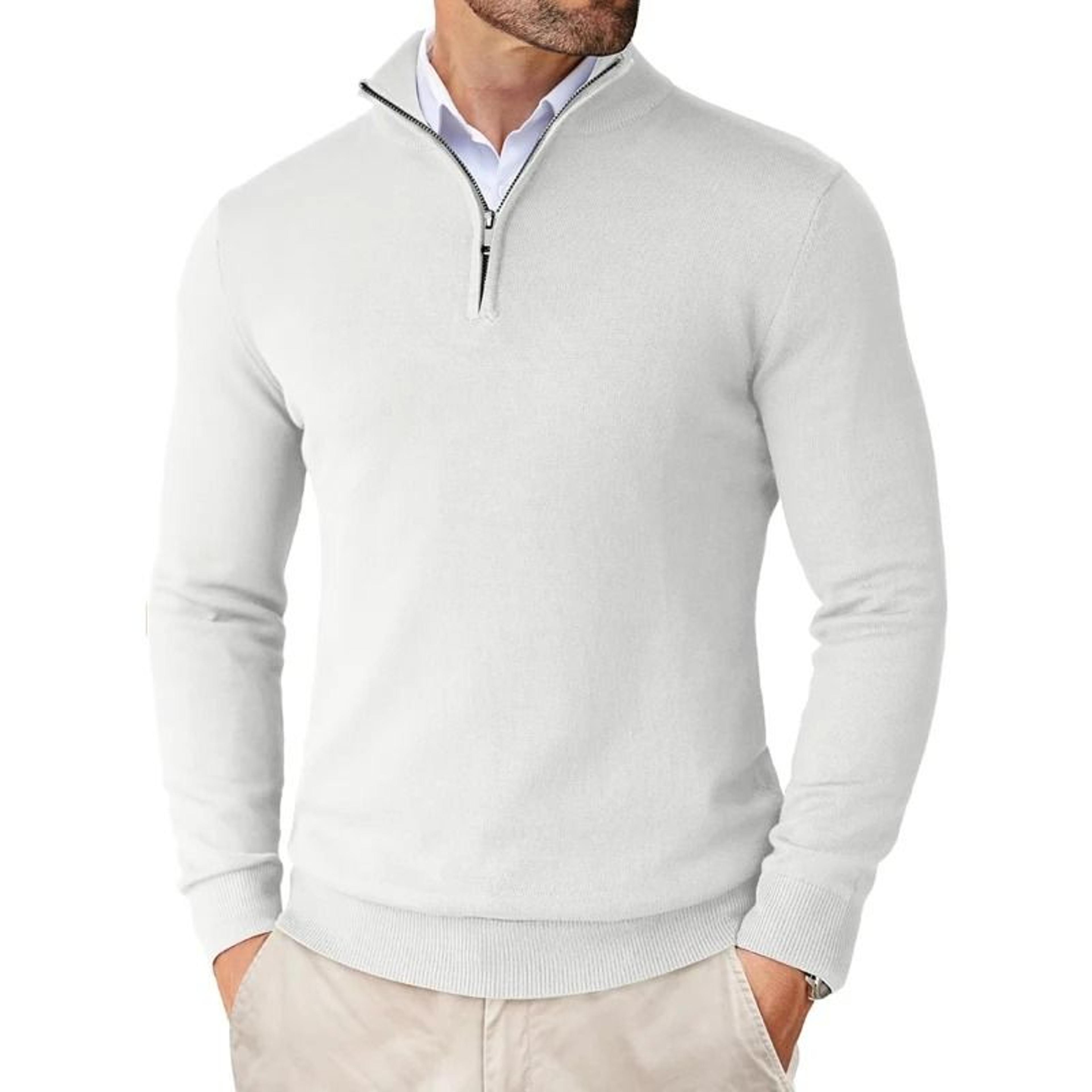 Mens Quarter Zip Mock Neck Slim Fit Lightweight Pullover Sweater 1