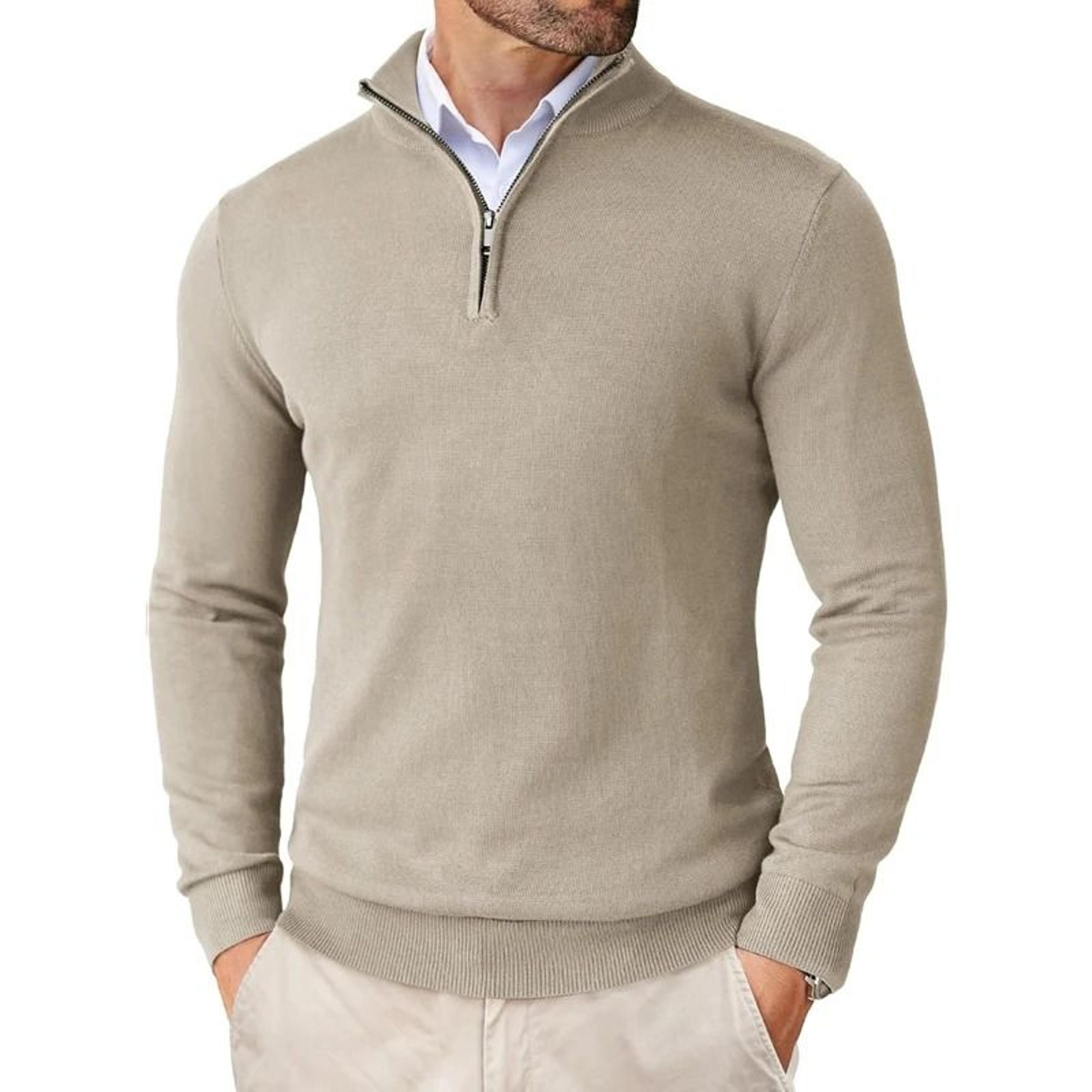 Mens Quarter Zip Mock Neck Slim Fit Lightweight Pullover Sweater 11